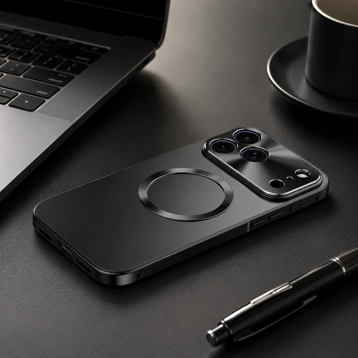 Premium iPhone Case MagSafe Aluminum Alloy Metal Frame Frosted Back Shockproof Protective Cover Ultra Thin Anti Scratch Camera Protection Matte Grip