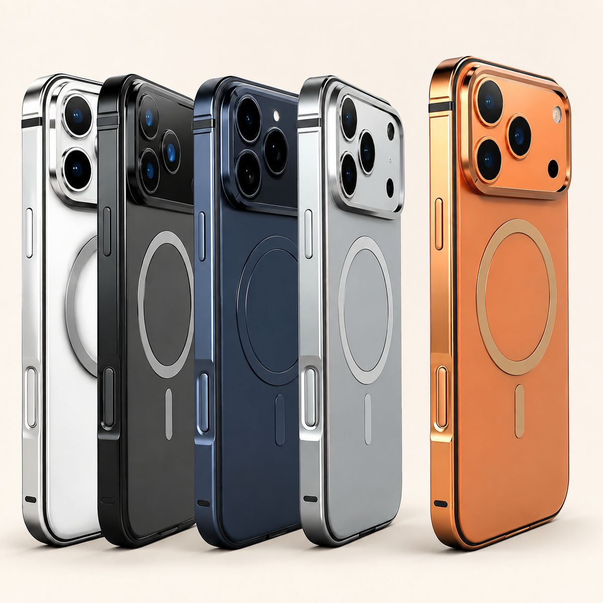 Premium iPhone Case MagSafe Aluminum Alloy Metal Frame Magnetic Shockproof Protective Cover Anti Drop Anti Scratch Reinforced Corners Slim Lightweight