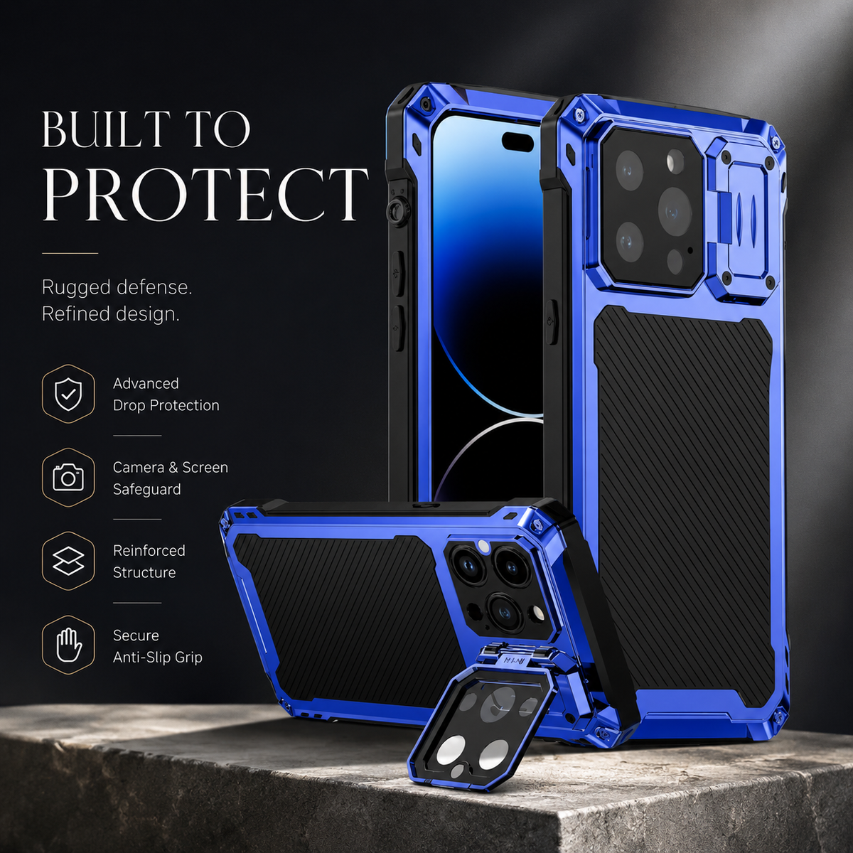 Premium iPhone Case MagSafe Aluminum Armor Camera Kickstand Magnetic Heavy Duty Shockproof Glass Screen Protector Anti Scratch Full Coverage Metal Case