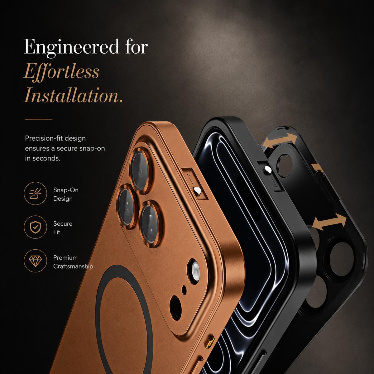 Premium iPhone Case MagSafe Aluminum Frame Hard PC Back Shockproof Protective Cover Matte Anti Fingerprint Camera Protection Slim Magnetic Non Slip