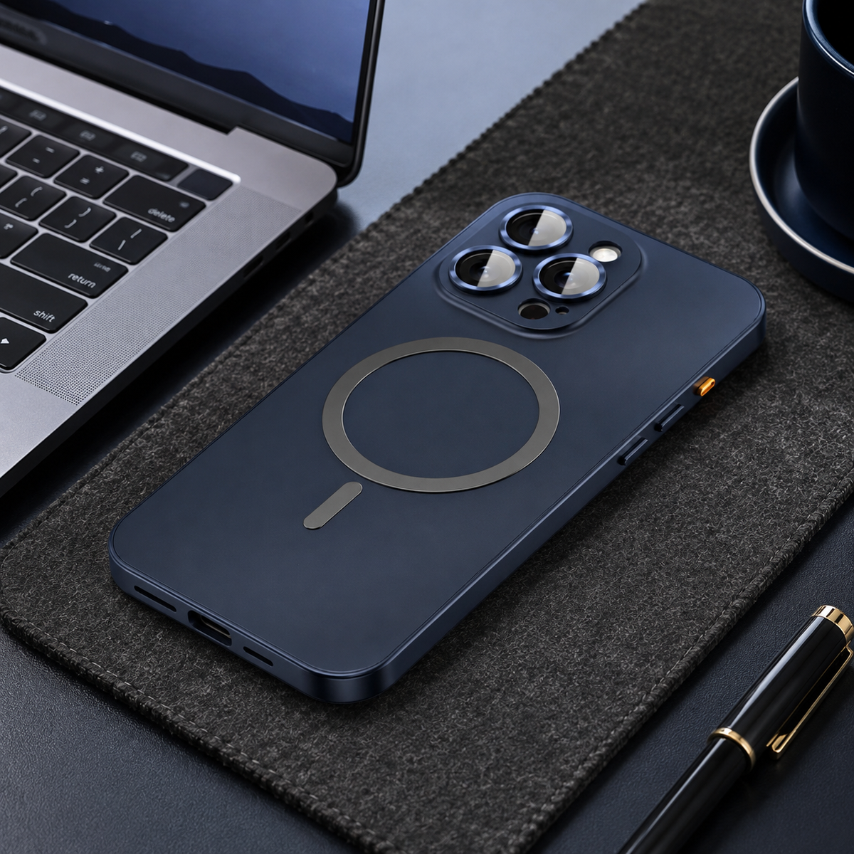 Premium iPhone Case MagSafe Aluminum Frame Hard PC Back Shockproof Protective Cover Matte Anti Fingerprint Camera Protection Slim Magnetic Non Slip