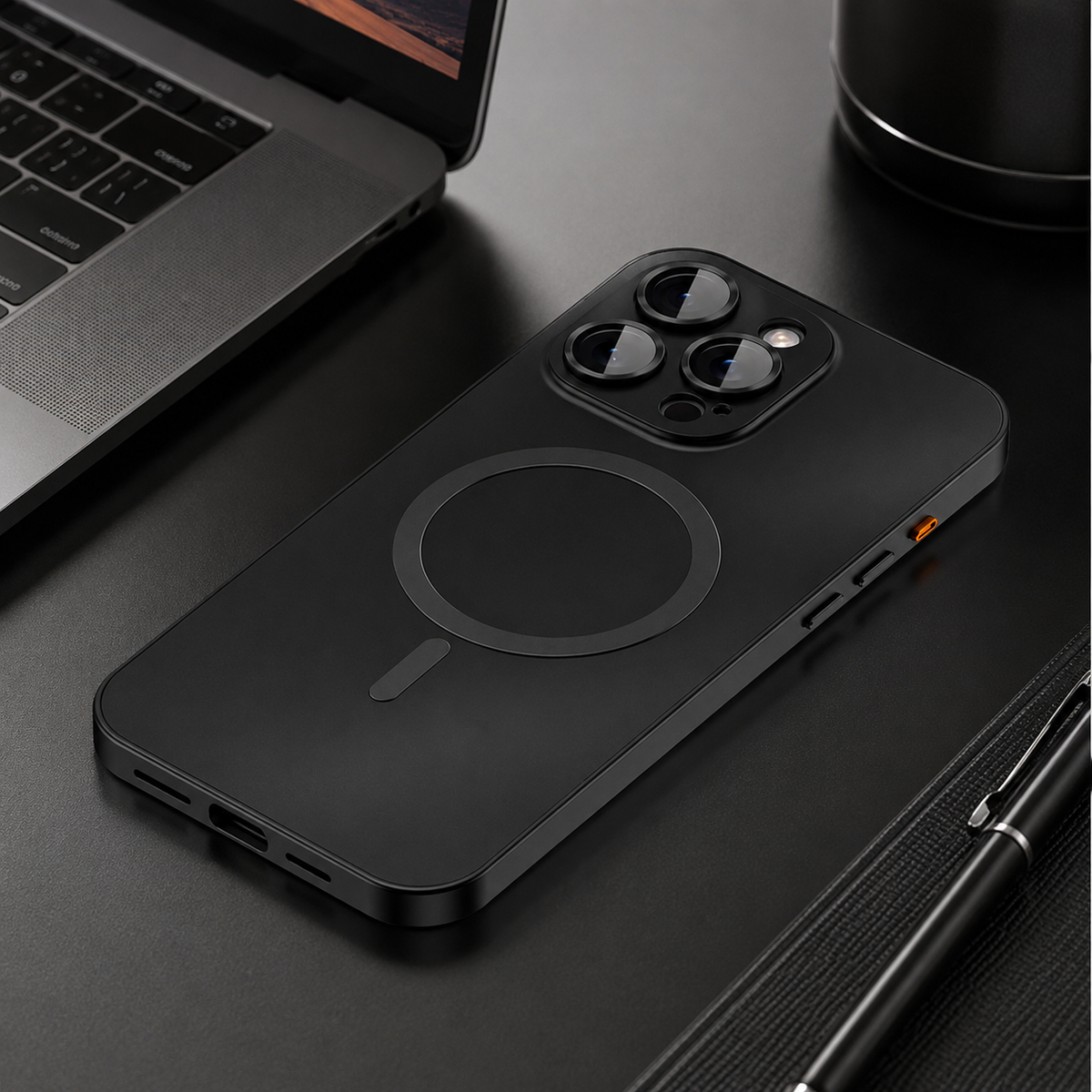 Premium iPhone Case MagSafe Aluminum Frame Hard PC Back Shockproof Protective Cover Matte Anti Fingerprint Camera Protection Slim Magnetic Non Slip