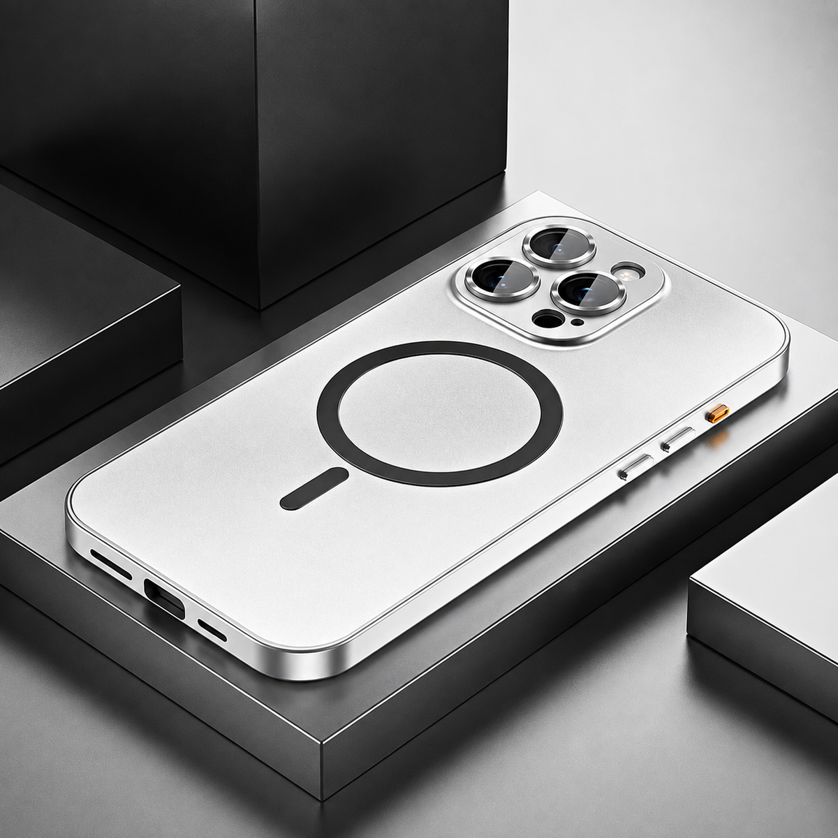 Premium iPhone Case MagSafe Aluminum Frame Hard PC Back Shockproof Protective Cover Matte Anti Fingerprint Camera Protection Slim Magnetic Non Slip