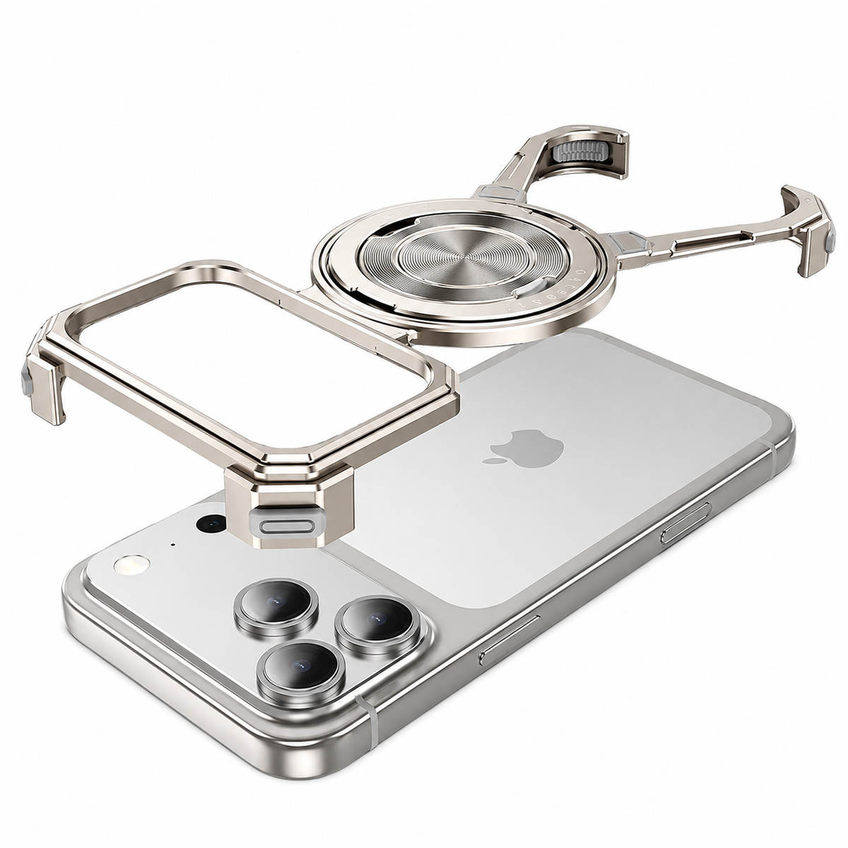 Premium iPhone Case MagSafe Aluminum Frameless Magnetic Ring Kickstand Shockproof Protective Bumper 360 Rotating Stand Slim Lightweight Open Back