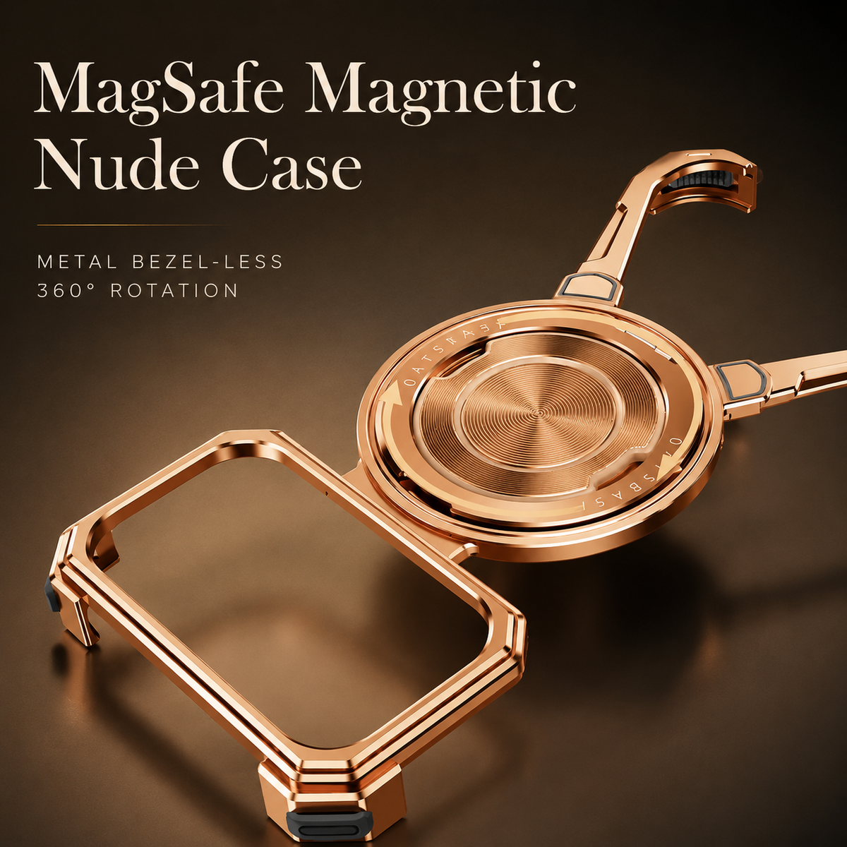 Premium iPhone Case MagSafe Aluminum Frameless Magnetic Ring Kickstand Shockproof Protective Bumper 360 Rotating Stand Slim Lightweight Open Back
