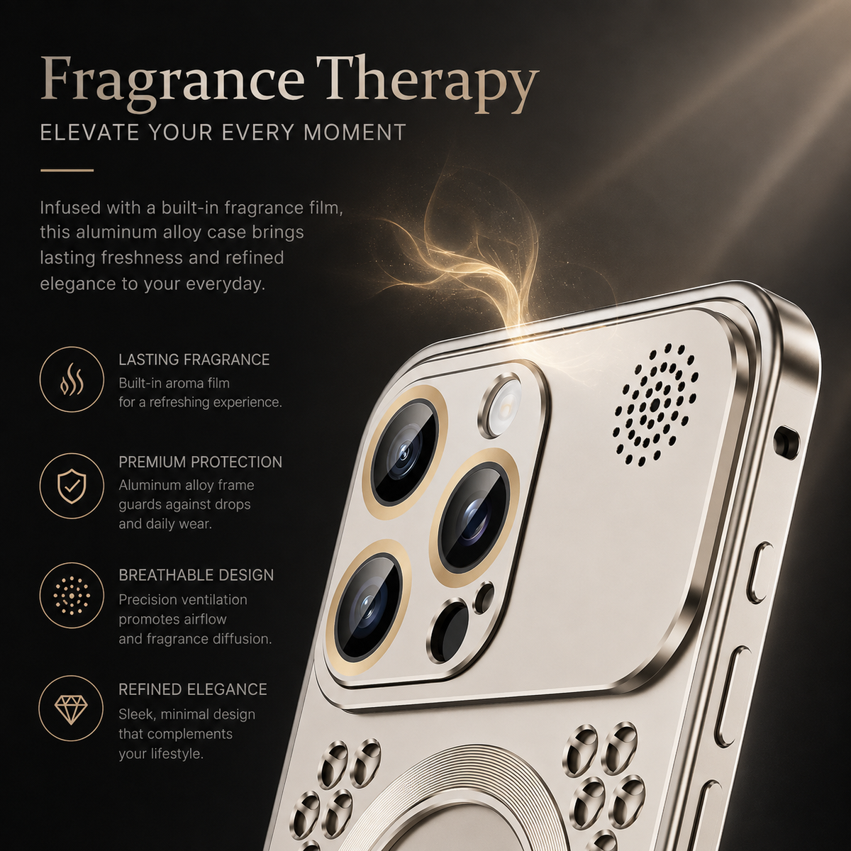 Premium iPhone Case MagSafe Aluminum Heat Dissipation Magnetic Shockproof Protective Cover Dual Layer Anti Scratch Dust Resistant Slim Metal Full Coverage