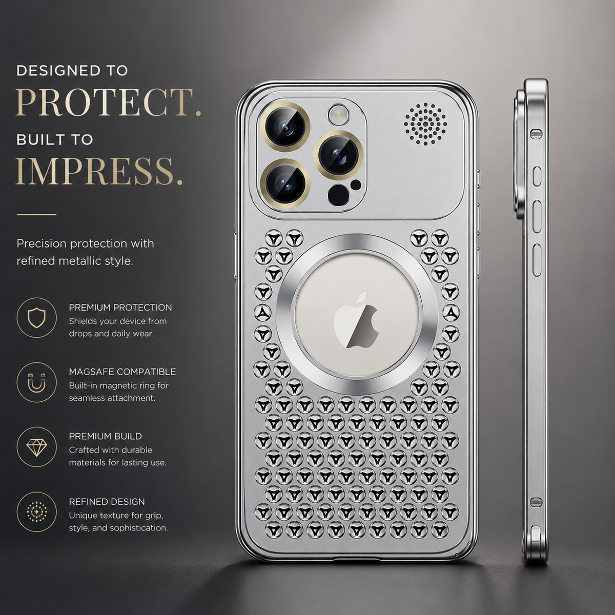 Premium iPhone Case MagSafe Aluminum Heat Dissipation Magnetic Shockproof Protective Cover Dual Layer Anti Scratch Dust Resistant Slim Metal Full Coverage