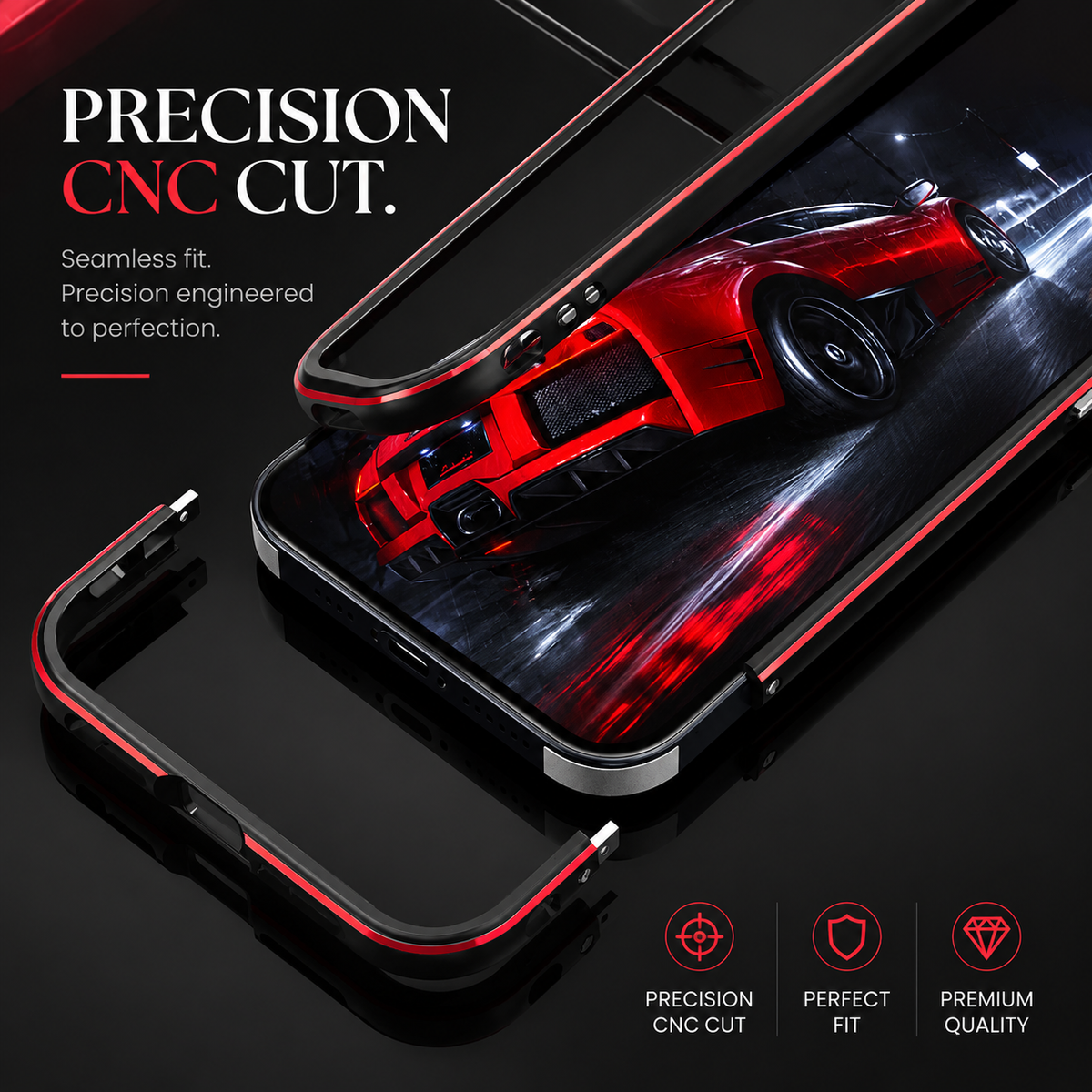 Premium iPhone Case MagSafe Aluminum Metal Bumper Frame Camera Lens Protection Shockproof Heavy Duty Anti Scratch Slim Lightweight Protective Cover