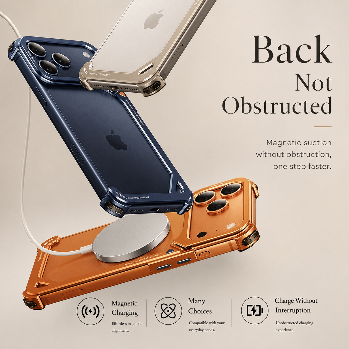 Premium iPhone Case MagSafe Aluminum Metal Frame Camera Lens Protection Shockproof Protective Cover Wireless Charging Slim Lightweight Minimalist Reinforced