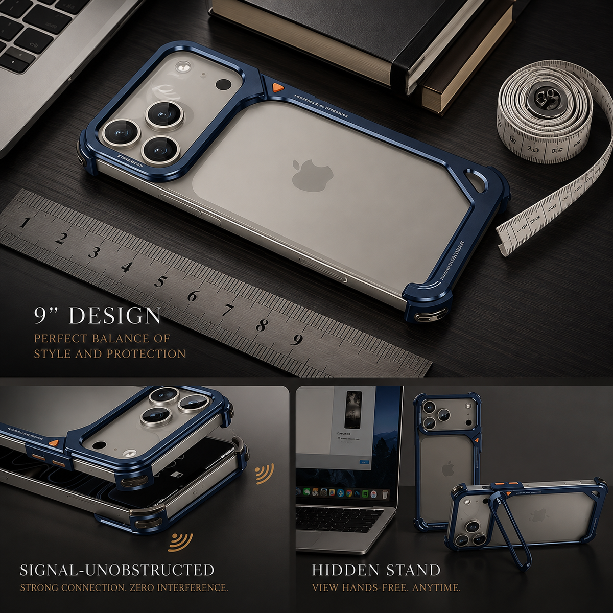 Premium iPhone Case MagSafe Aluminum Metal Frame Camera Lens Protection Shockproof Protective Cover Wireless Charging Slim Lightweight Minimalist Reinforced