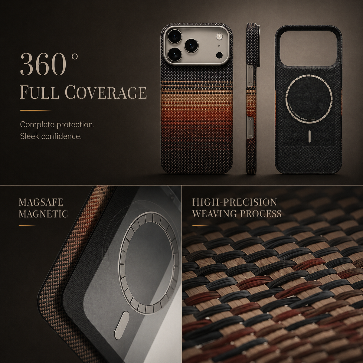 Premium iPhone Case MagSafe Aramid Fiber Ultra Thin Magnetic Protective Cover Matte Anti Scratch Anti Fingerprint Non Slip Camera Screen Full Coverage