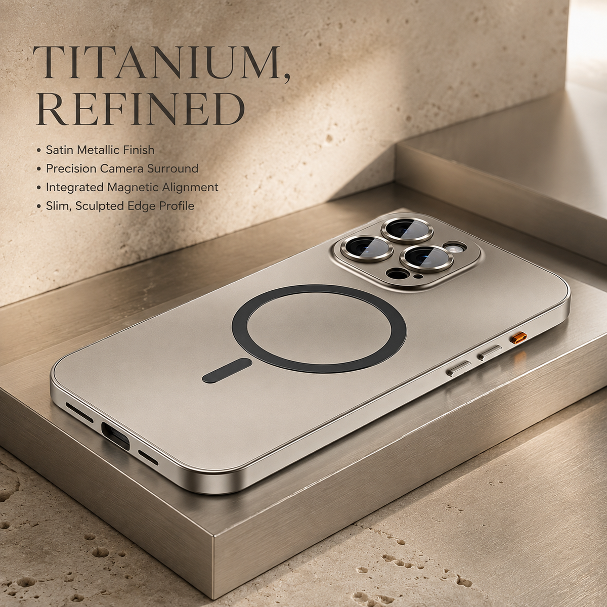 Premium iPhone Case MagSafe Buckle Lock Aluminum Alloy Metal Frame Magnetic PC Back Panel Shockproof Slim Protective Bumper Phone Cover Case Design