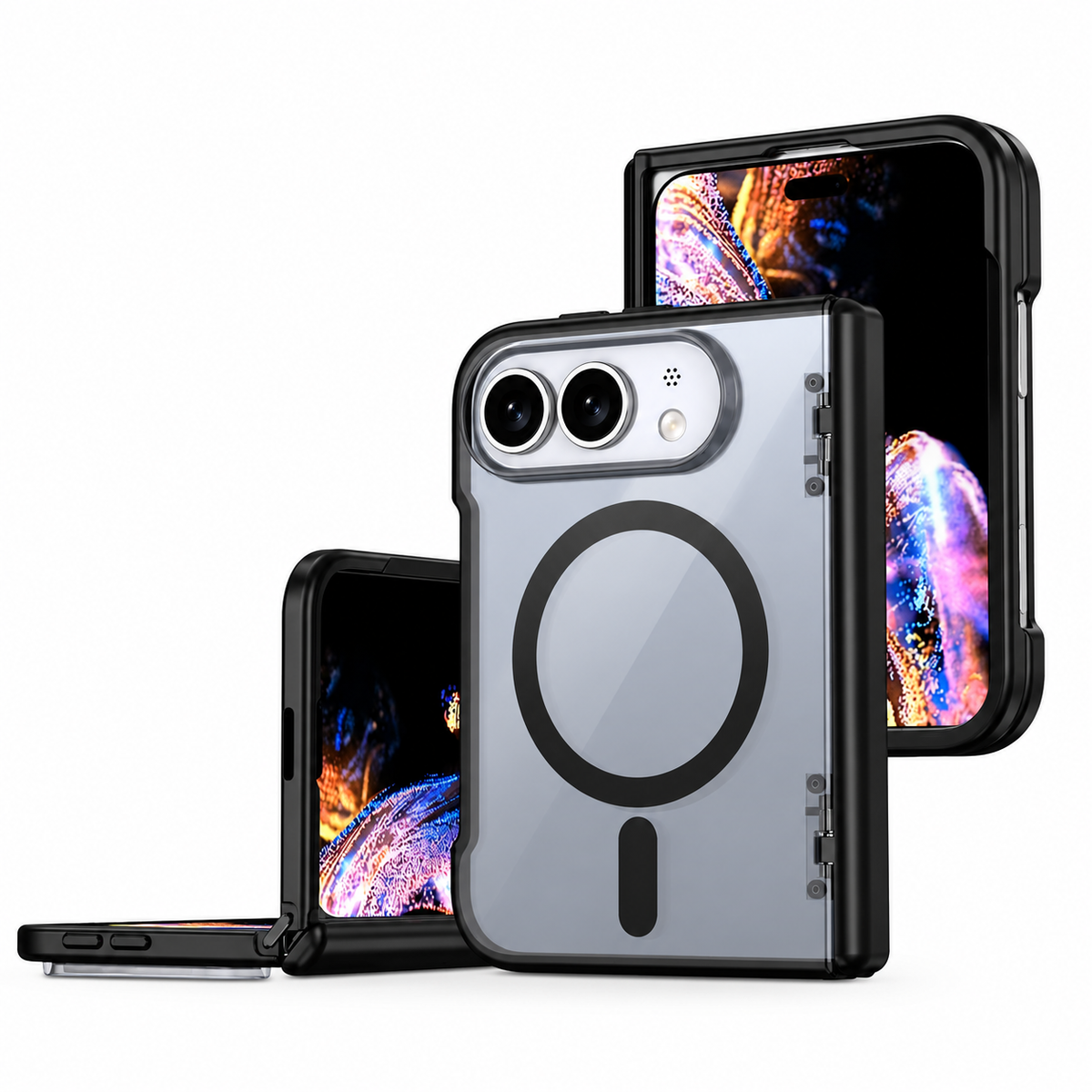 Premium iPhone Case MagSafe Business Matte Acrylic Foldable Ultra Thin Hinge Integrated Magnetic Slim Protective Flip Cover Case Design