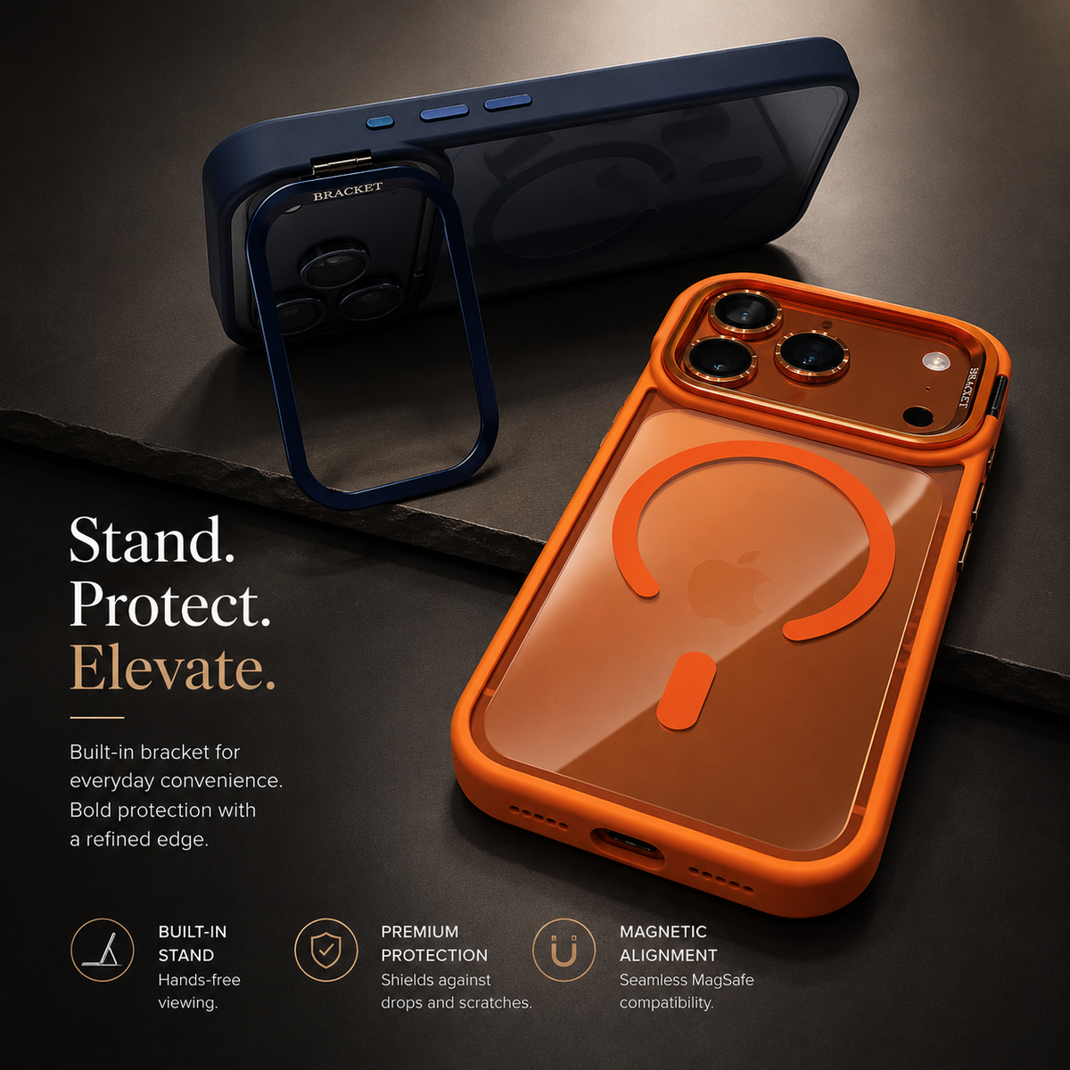 Premium iPhone Case MagSafe Camera Bracket Stand Wrist Strap Lens Film Magnetic Shockproof PC TPU Anti Scratch Non Slip Clear Protective Cover Case