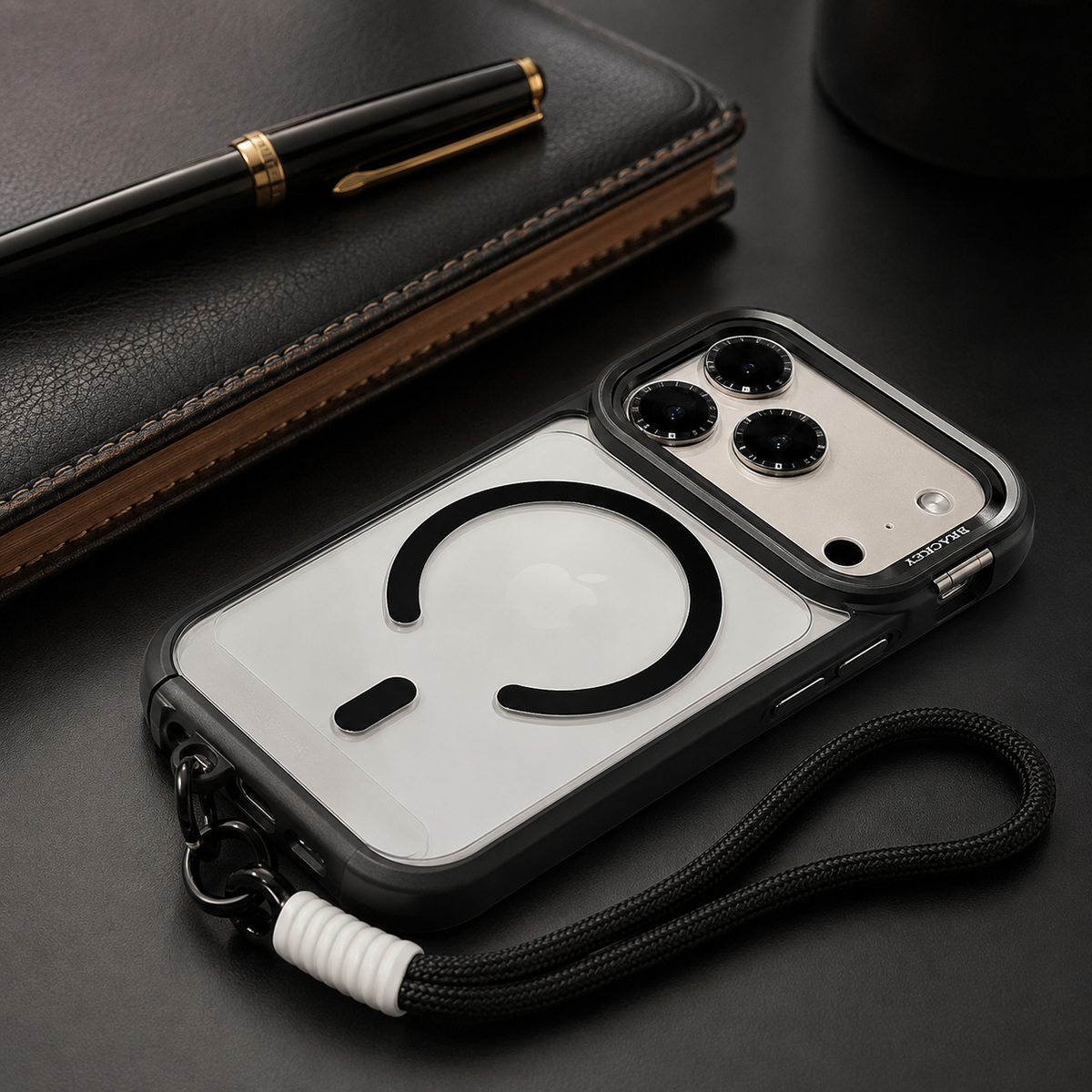 Premium iPhone Case MagSafe Camera Bracket Stand Wrist Strap Lens Film Magnetic Shockproof PC TPU Anti Scratch Non Slip Clear Protective Cover Case