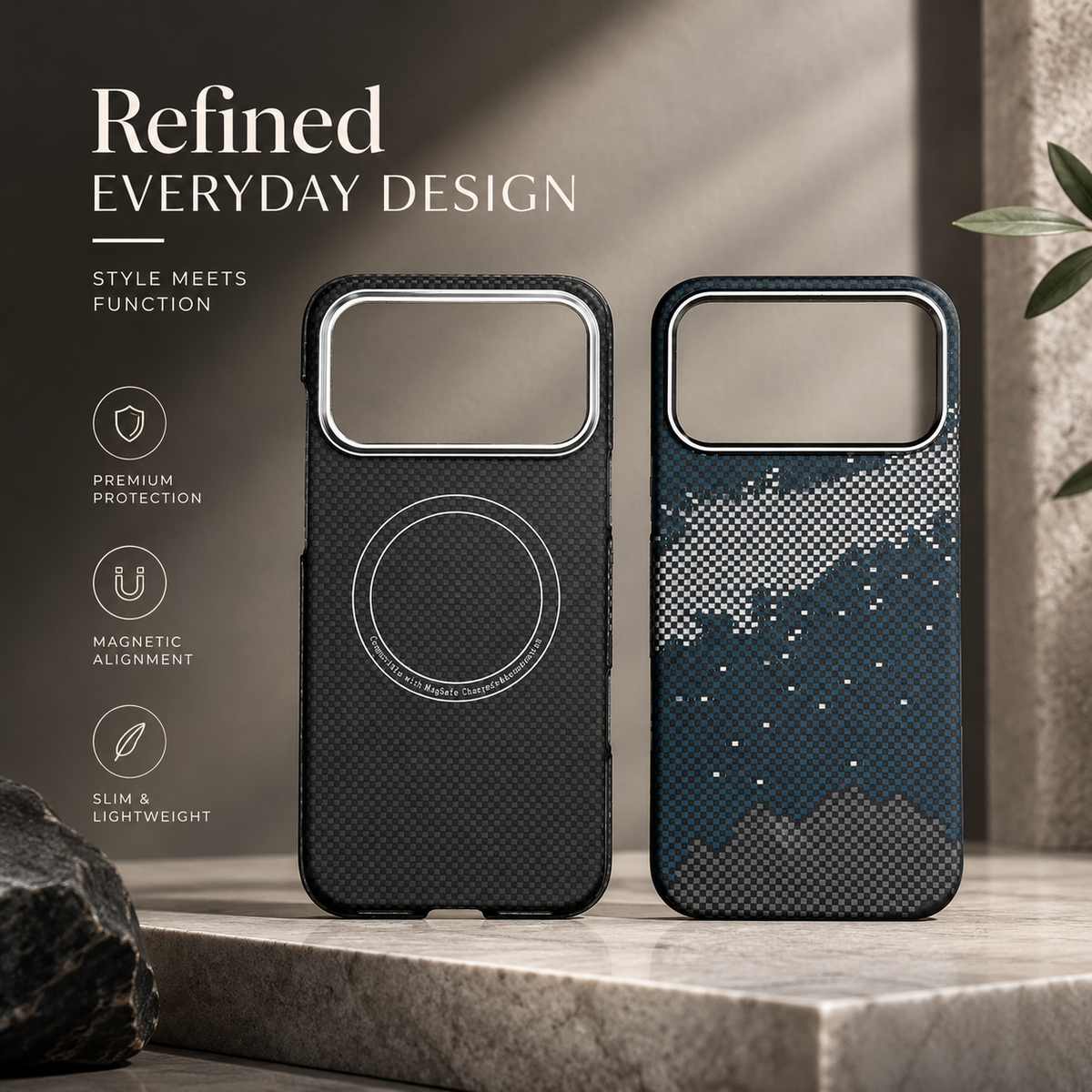 Premium iPhone Case MagSafe Carbon Fiber Aramid Protective Cover Ultra Thin Shockproof Matte Anti Fingerprint Anti Scratch Non Slip Lightweight Full Coverage