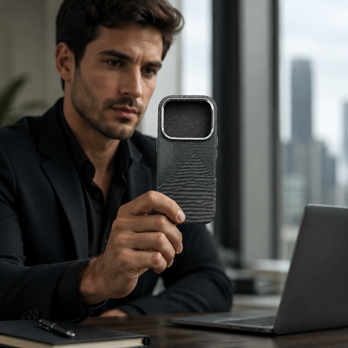 Premium iPhone Case MagSafe Carbon Fiber Armor Ultra Thin Magnetic Hard PC Protective Cover Alloy Camera Lens Anti Scratch Slim Wireless Charging Case