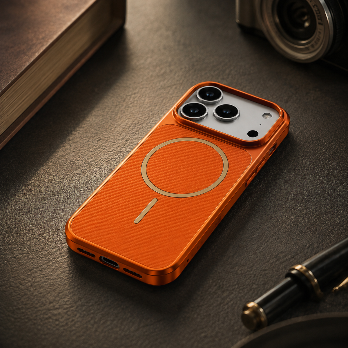 Premium iPhone Case MagSafe Carbon Fiber Magnetic Shockproof Protective Cover Electroplated Anti Scratch Anti Fingerprint Slim Lightweight Wireless Charging