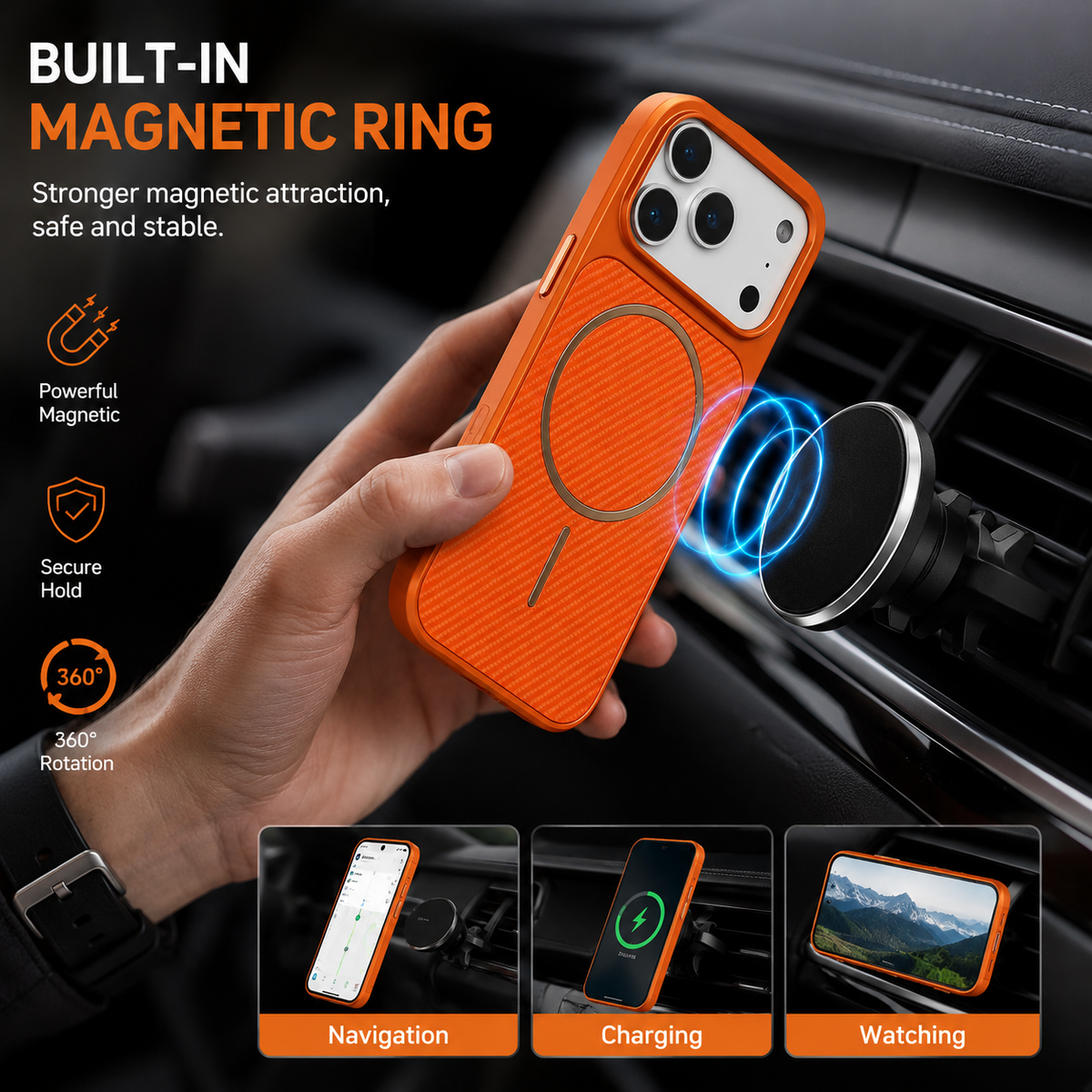 Premium iPhone Case MagSafe Carbon Fiber Magnetic Shockproof Protective Cover Electroplated Anti Scratch Anti Fingerprint Slim Lightweight Wireless Charging