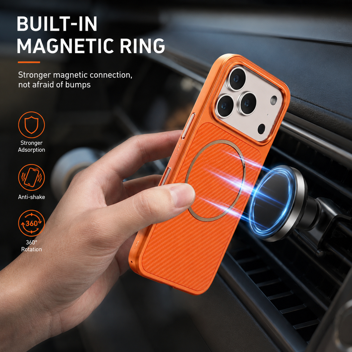 Premium iPhone Case MagSafe Carbon Fiber Magnetic Shockproof Protective Cover Electroplated Anti Scratch Anti Fingerprint Slim Lightweight Wireless Charging