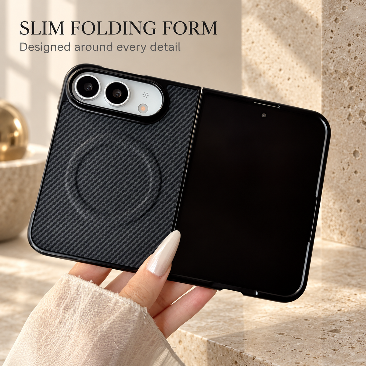 Premium iPhone Case MagSafe Carbon Fiber Magnetic Tempered Glass Shockproof Soft TPU Anti Scratch Non Slip Lightweight Foldable Protective Cover Case