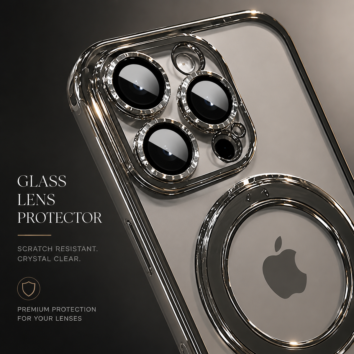 Premium iPhone Case MagSafe Clear Acrylic Magnetic Kickstand Shockproof Protective Cover Camera Lens Protection Anti Fingerprint Plated Slim Anti Scratch
