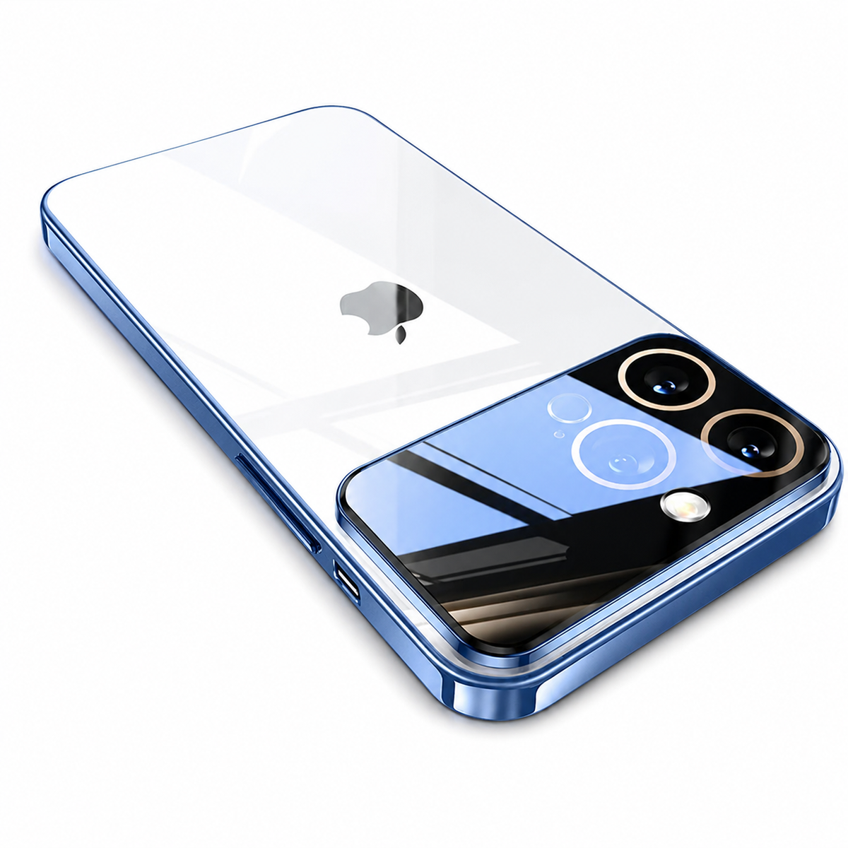 Premium iPhone Case MagSafe Clear Acrylic Shockproof Protective Cover Tempered Glass Camera Lens Protection Anti Scratch Plated Edge Slim Transparent