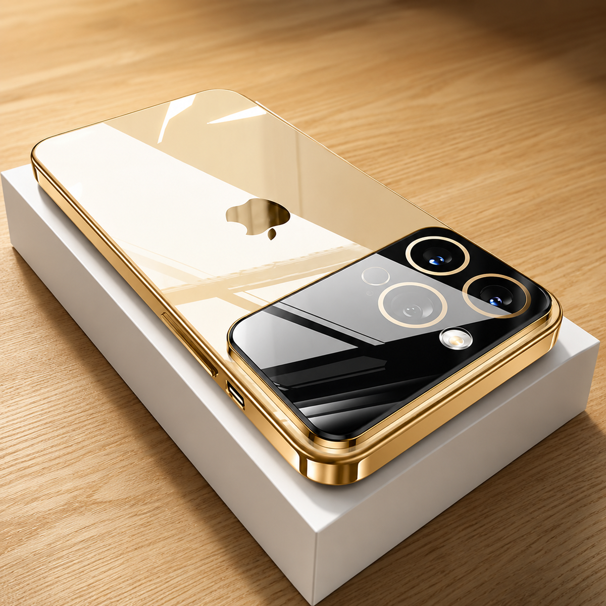 Premium iPhone Case MagSafe Clear Acrylic Shockproof Protective Cover Tempered Glass Camera Lens Protection Anti Scratch Plated Edge Slim Transparent