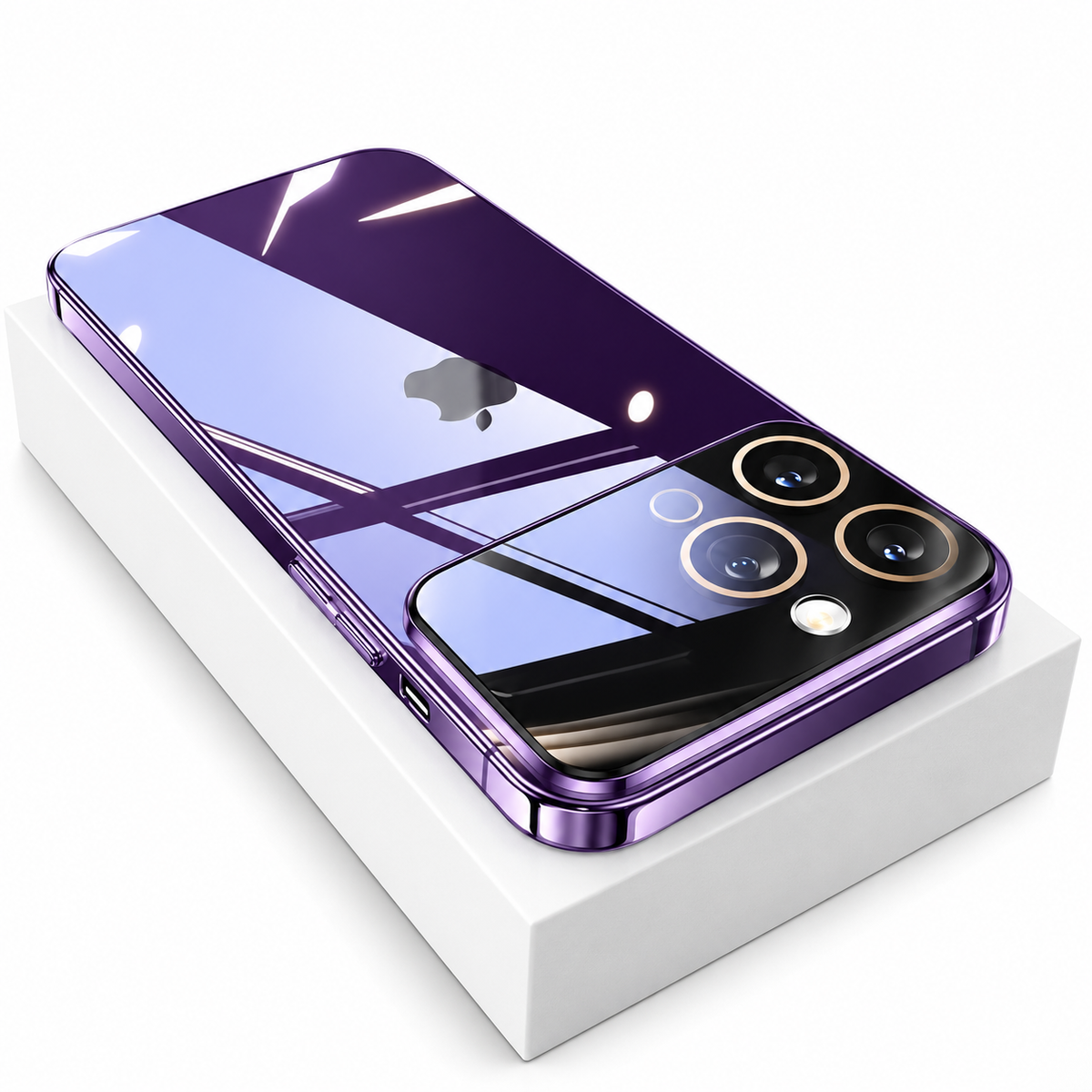 Premium iPhone Case MagSafe Clear Acrylic Shockproof Protective Cover Tempered Glass Camera Lens Protection Anti Scratch Plated Edge Slim Transparent