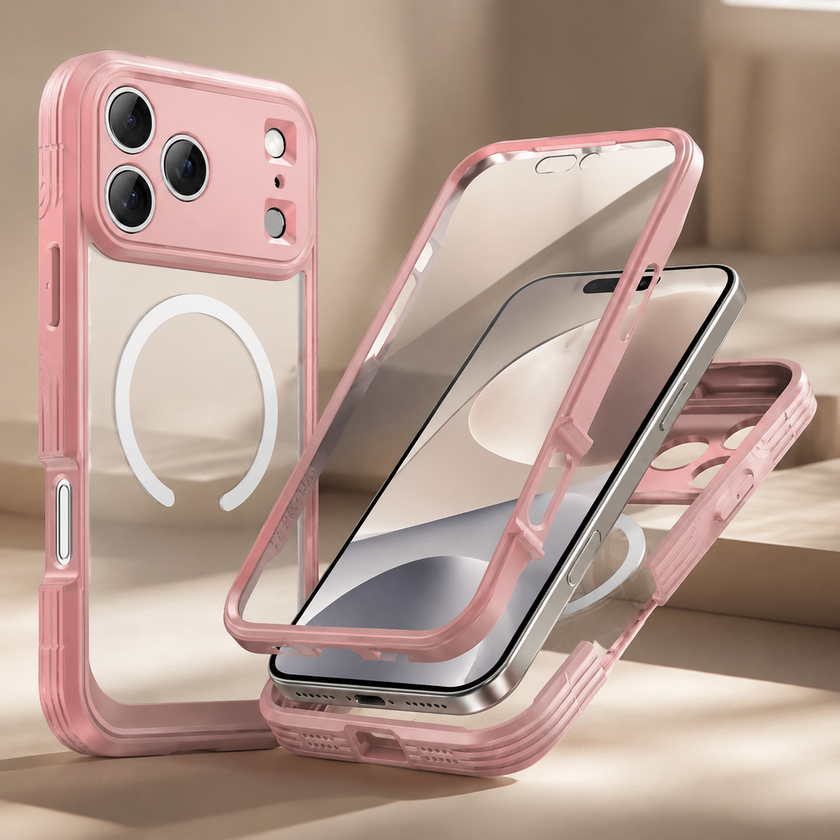 Premium iPhone Case MagSafe Clear Magnetic Full Body Shockproof Protective Cover Double Sided PC TPU Anti Scratch Slim Transparent Front Back Protection