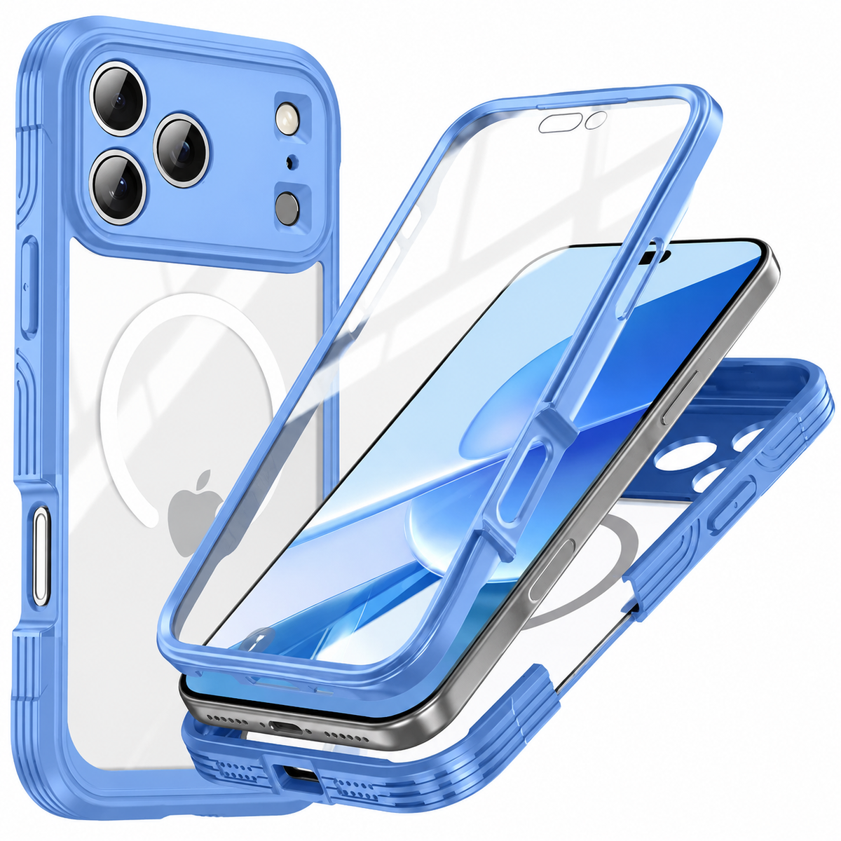 Premium iPhone Case MagSafe Clear Magnetic Full Body Shockproof Protective Cover Double Sided PC TPU Anti Scratch Slim Transparent Front Back Protection