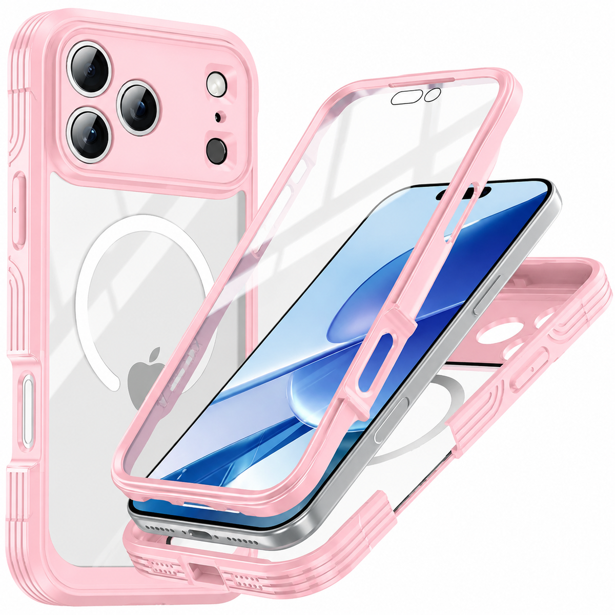 Premium iPhone Case MagSafe Clear Magnetic Full Body Shockproof Protective Cover Double Sided PC TPU Anti Scratch Slim Transparent Front Back Protection