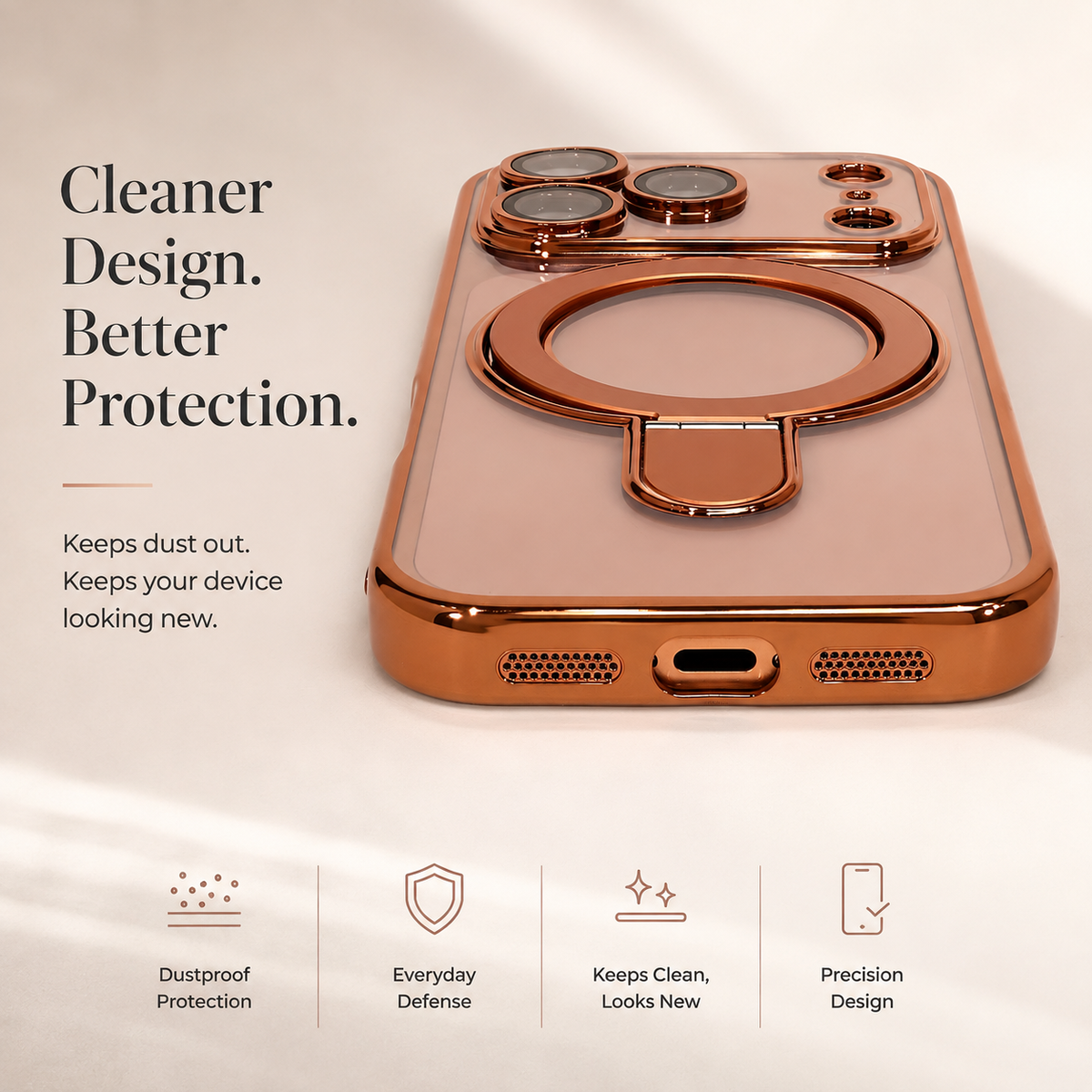Premium iPhone Case MagSafe Clear Magnetic Plating Stand Holder Shockproof PC TPU Protective Cover Foldable Bracket Anti Scratch Slim Transparent Case