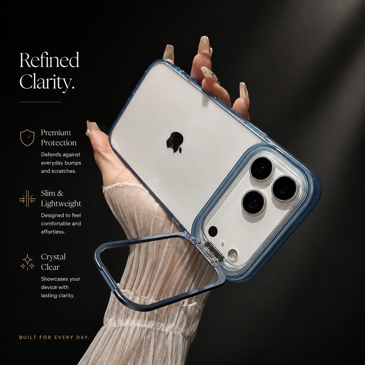 Premium iPhone Case MagSafe Clear Magnetic Shockproof Protective Cover Camera Lens Kickstand Hard PC TPU Bumper Anti Scratch Slim Reinforced Transparent