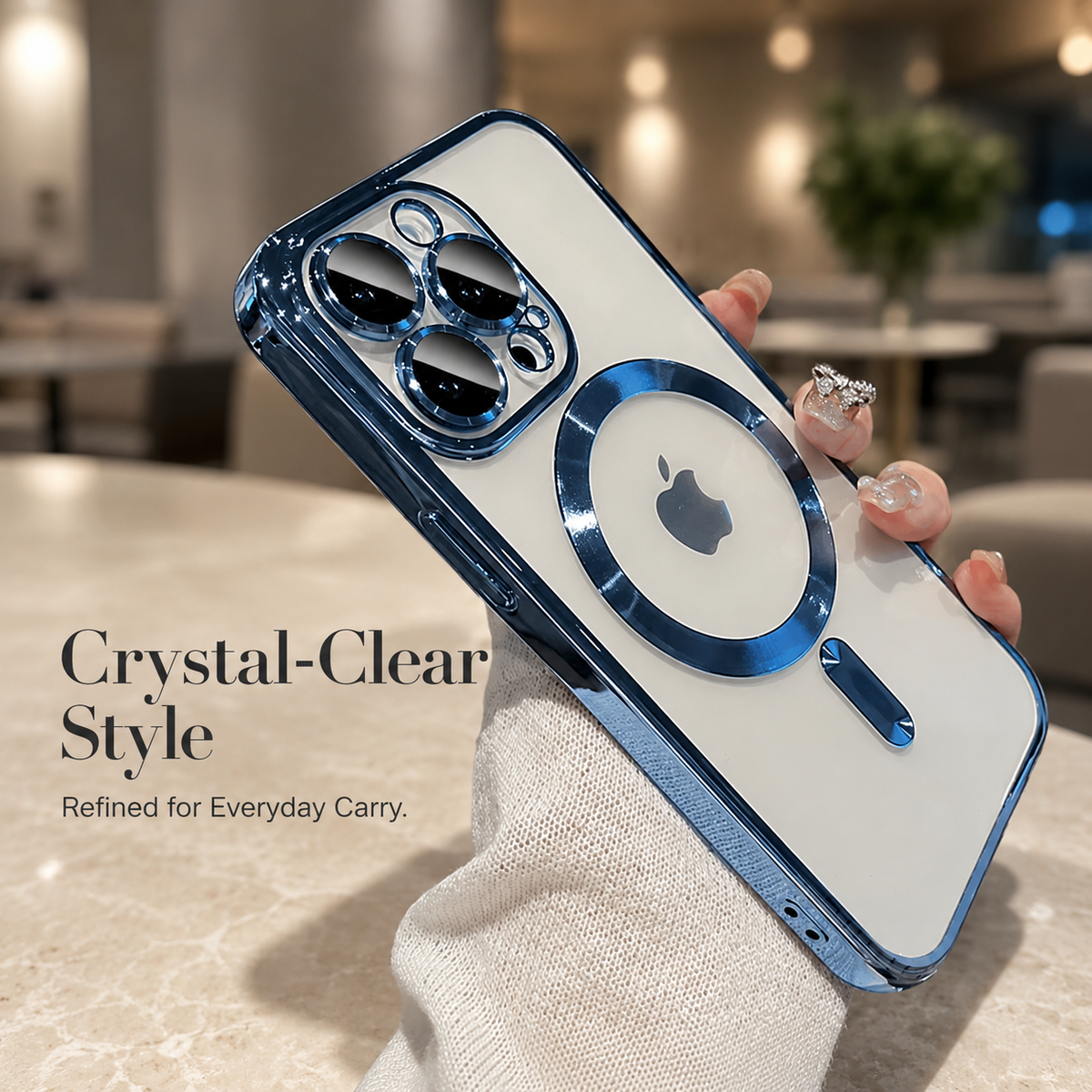Premium iPhone Case MagSafe Clear Magnetic Shockproof Protective Cover Camera Lens Protection Anti Fingerprint Anti Scratch Slim Plated PC TPU Transparent