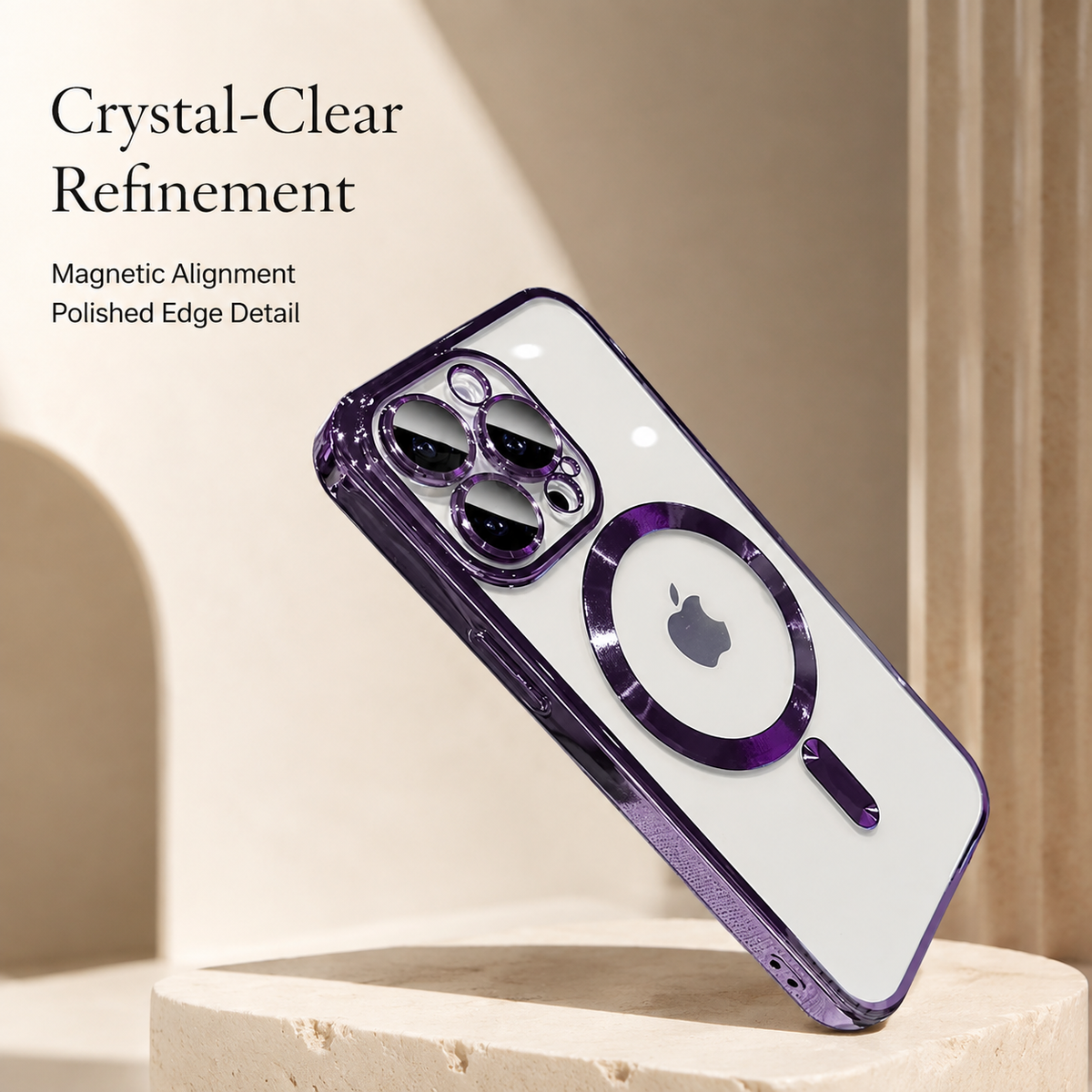 Premium iPhone Case MagSafe Clear Magnetic Shockproof Protective Cover Camera Lens Protection Anti Fingerprint Anti Scratch Slim Plated PC TPU Transparent