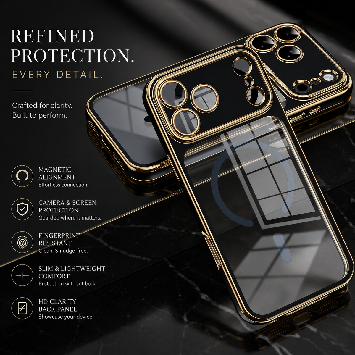 Premium iPhone Case MagSafe Clear Magnetic Soft PC TPU Protective Cover Plating Lightweight Transparent Shockproof Slim Wireless Charging Full Coverage Case