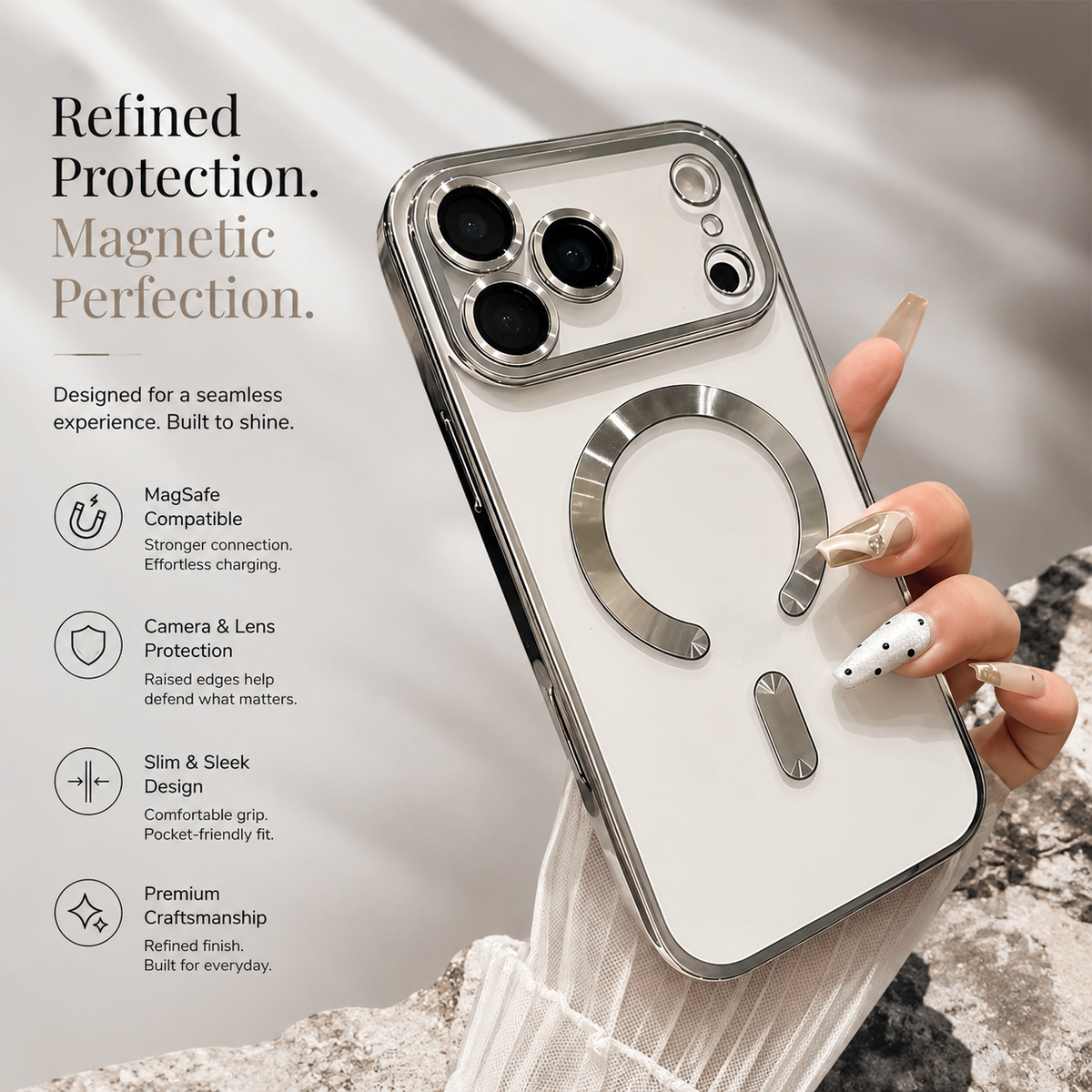 Premium iPhone Case MagSafe Clear Plating Magnetic Soft TPU Camera Lens Protection Shockproof Anti Scratch Non Slip Lightweight Protective Bumper Cover