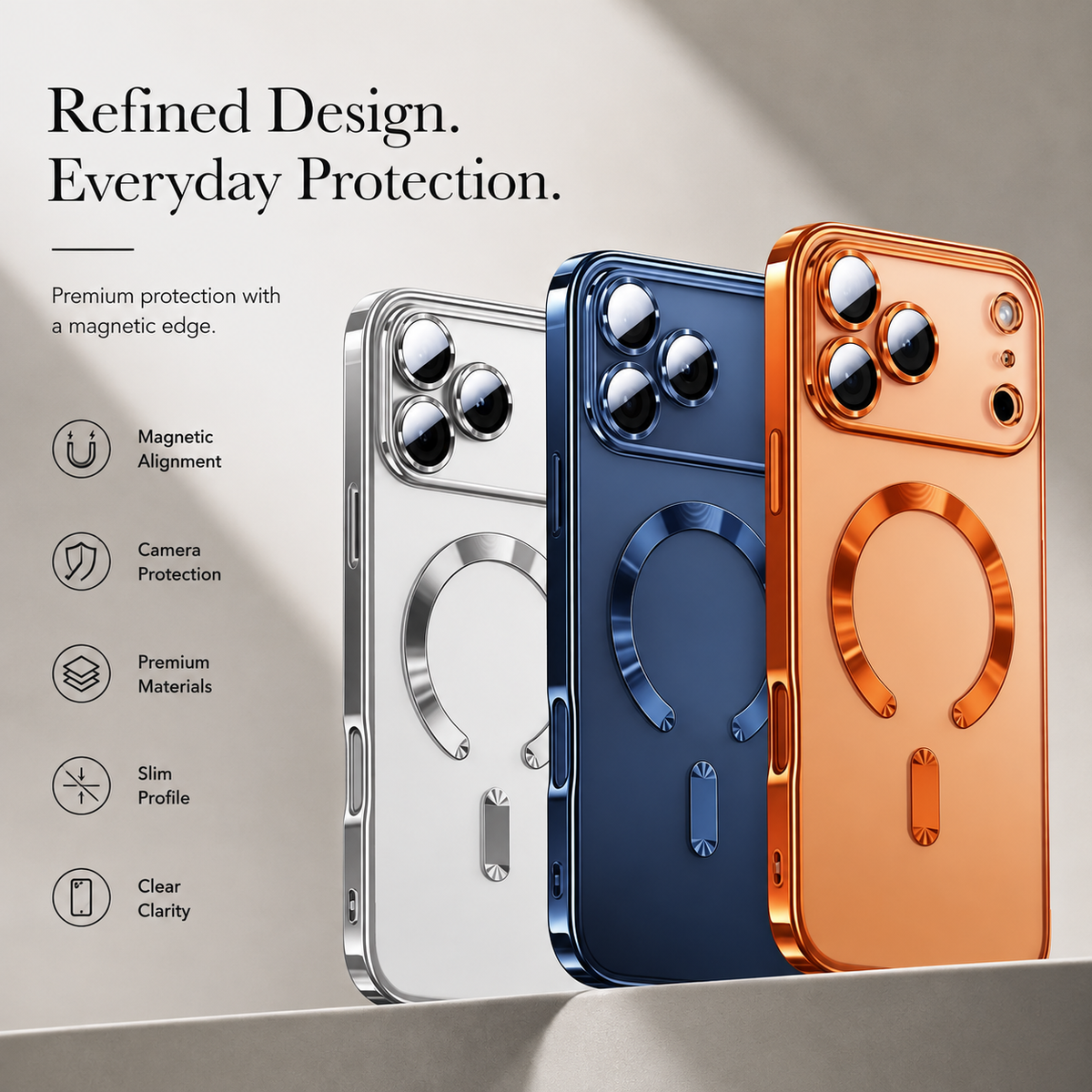 Premium iPhone Case MagSafe Clear Plating Magnetic Soft TPU Camera Lens Protection Shockproof Anti Scratch Non Slip Lightweight Protective Bumper Cover