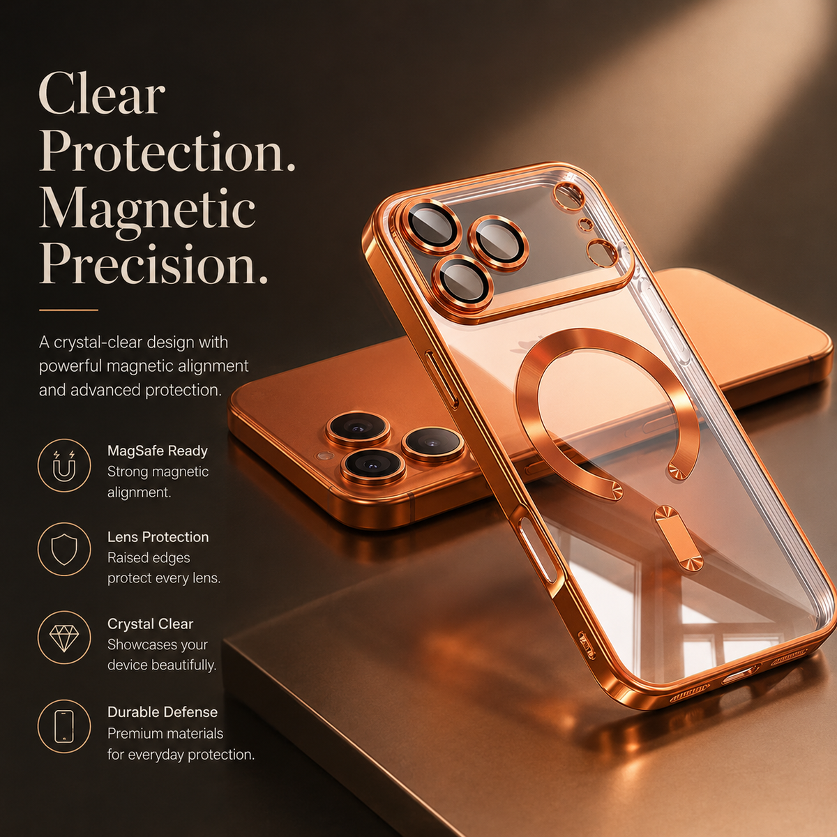 Premium iPhone Case MagSafe Clear Plating Magnetic Soft TPU Camera Lens Protection Shockproof Anti Scratch Non Slip Lightweight Protective Bumper Cover