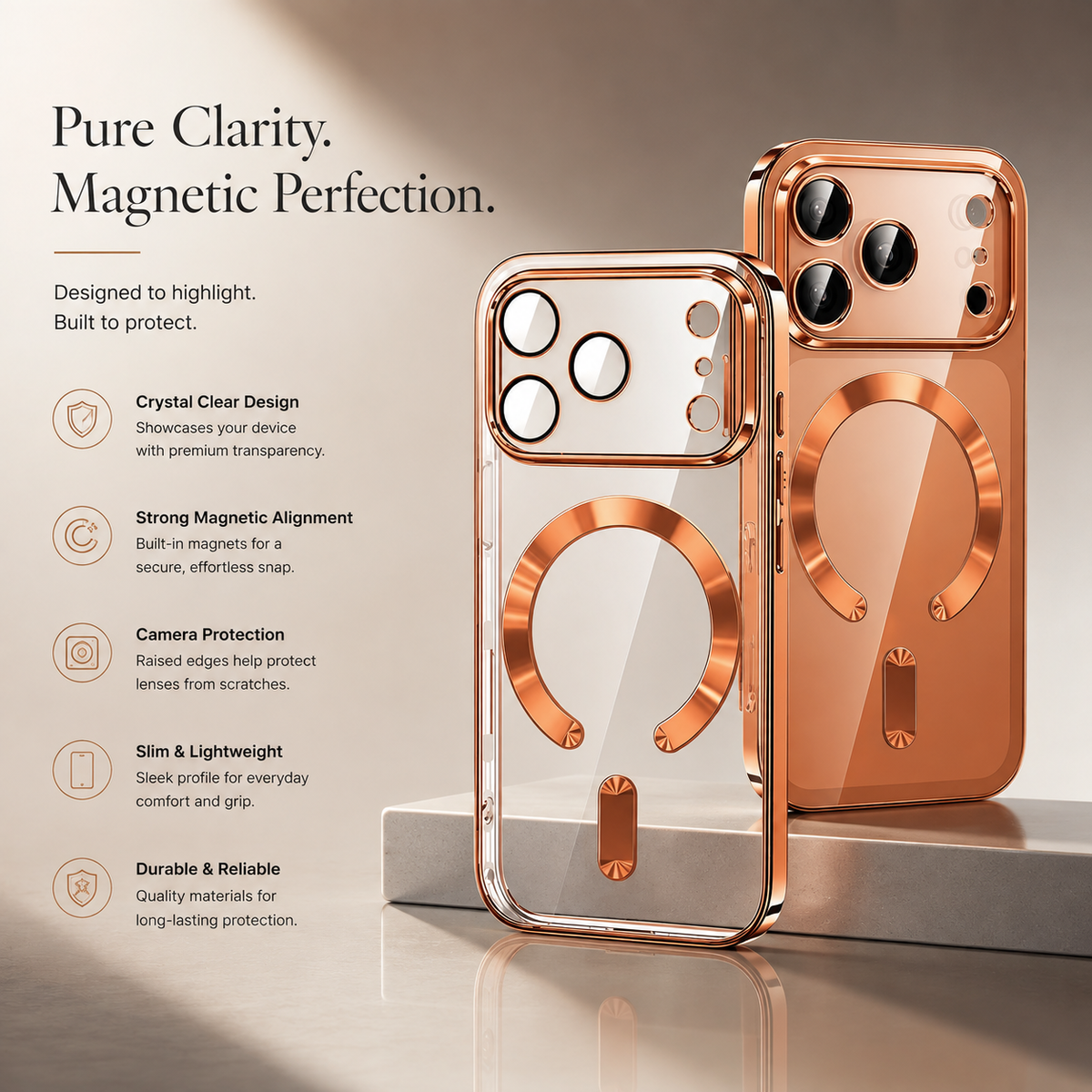 Premium iPhone Case MagSafe Clear Plating Magnetic Soft TPU Shockproof Protective Cover Camera Lens Protection Anti Scratch Anti Fingerprint Slim Case