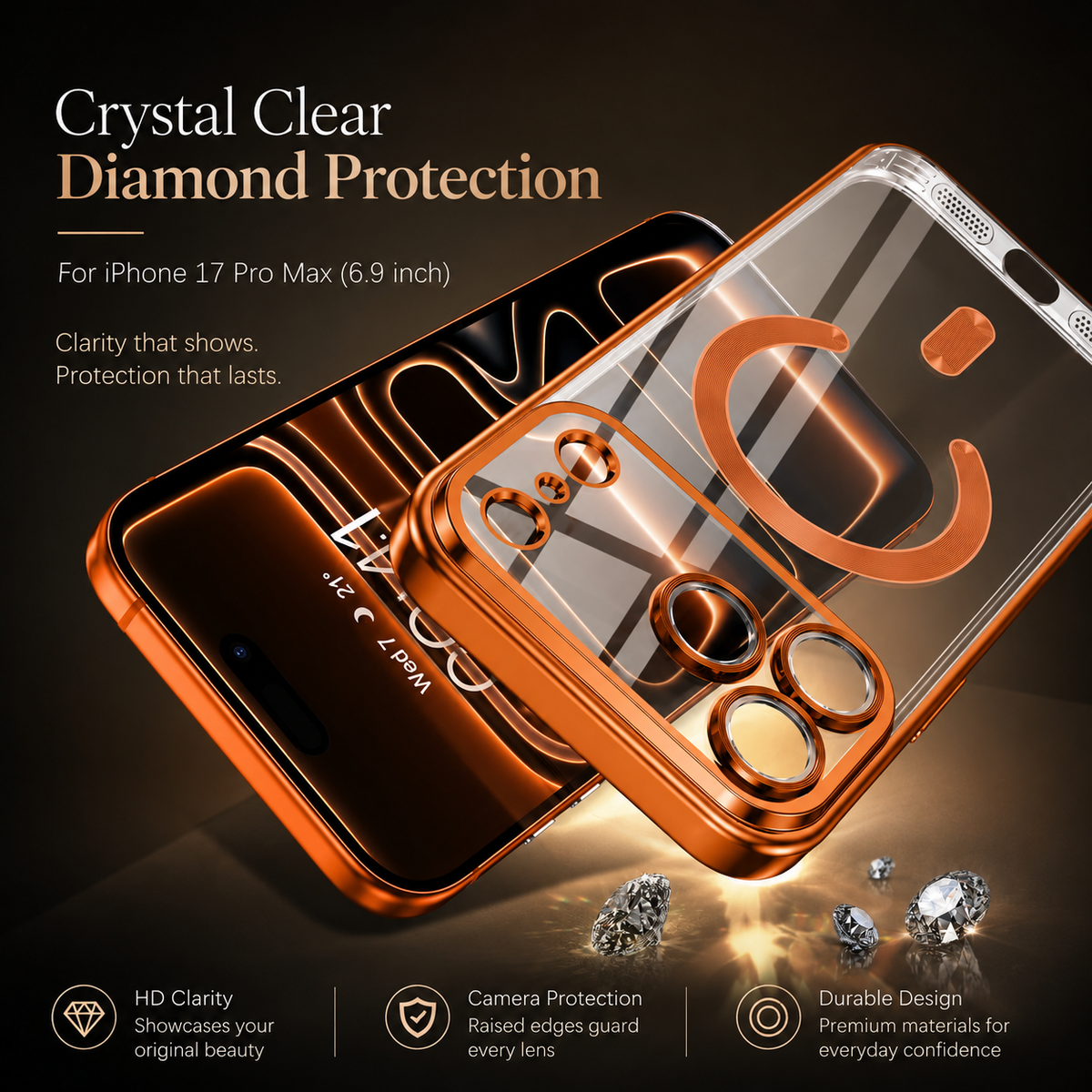 Premium iPhone Case MagSafe Clear Plating Magnetic TPU Camera Lens Protection Shockproof Anti Scratch Non Slip Lightweight Protective Bumper Cover Case