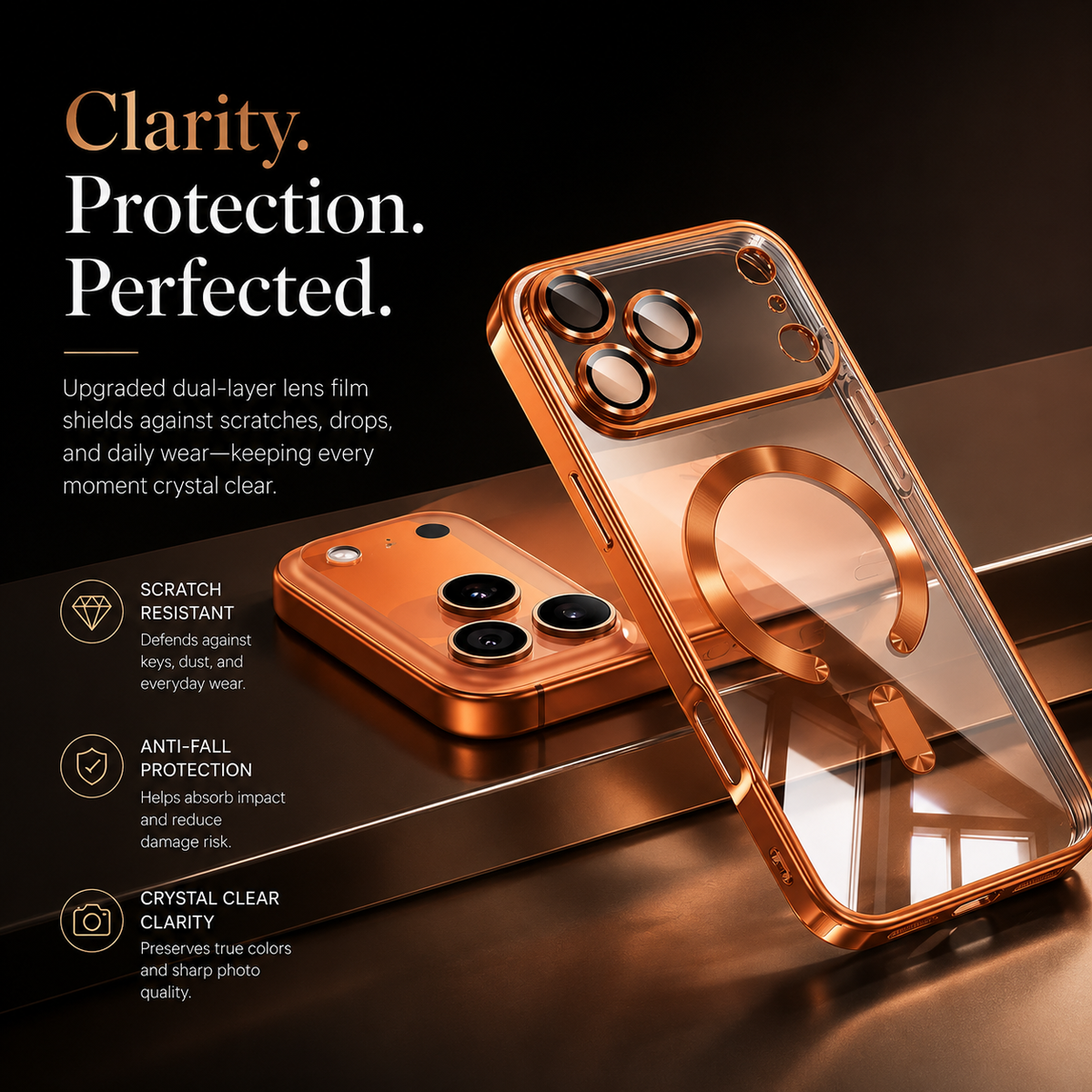 Premium iPhone Case MagSafe Clear Plating Magnetic TPU Camera Lens Protection Shockproof Anti Scratch Non Slip Lightweight Protective Bumper Cover Case