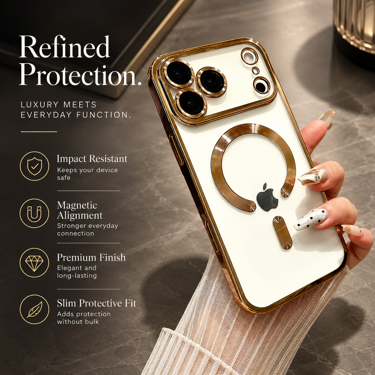 Premium iPhone Case MagSafe Clear Plating Soft TPU Protective Cover Magnetic Wireless Charging Lightweight Shockproof Slim Transparent Bumper Case Design