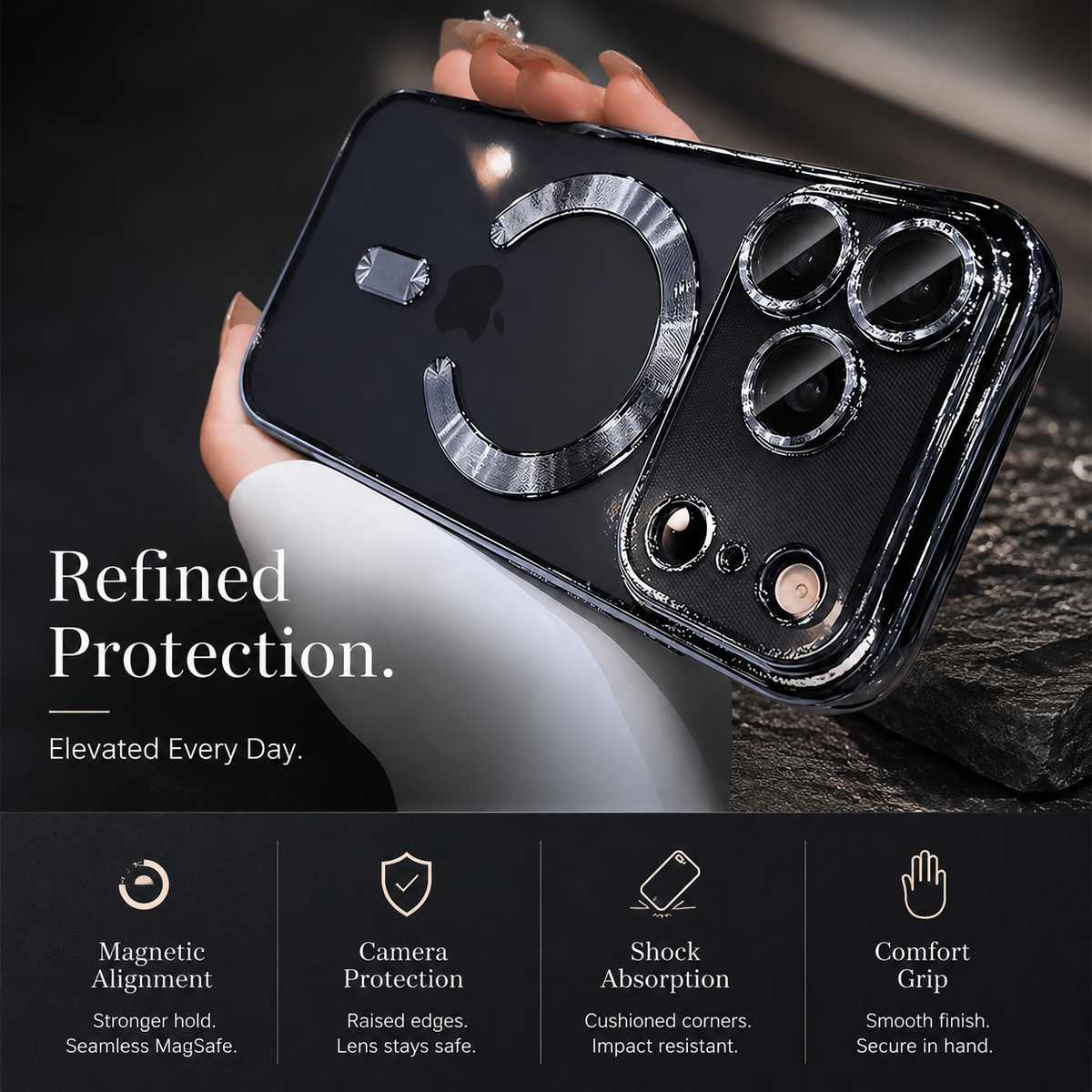 Premium iPhone Case MagSafe Clear Plating Soft TPU Protective Cover Magnetic Wireless Charging Lightweight Shockproof Slim Transparent Bumper Case Design