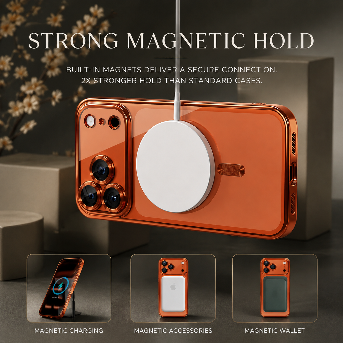 Premium iPhone Case MagSafe Clear TPU Magnetic Shockproof Protective Cover Camera Lens Protection Plated Edge Anti Fingerprint Anti Scratch Non Slip Slim
