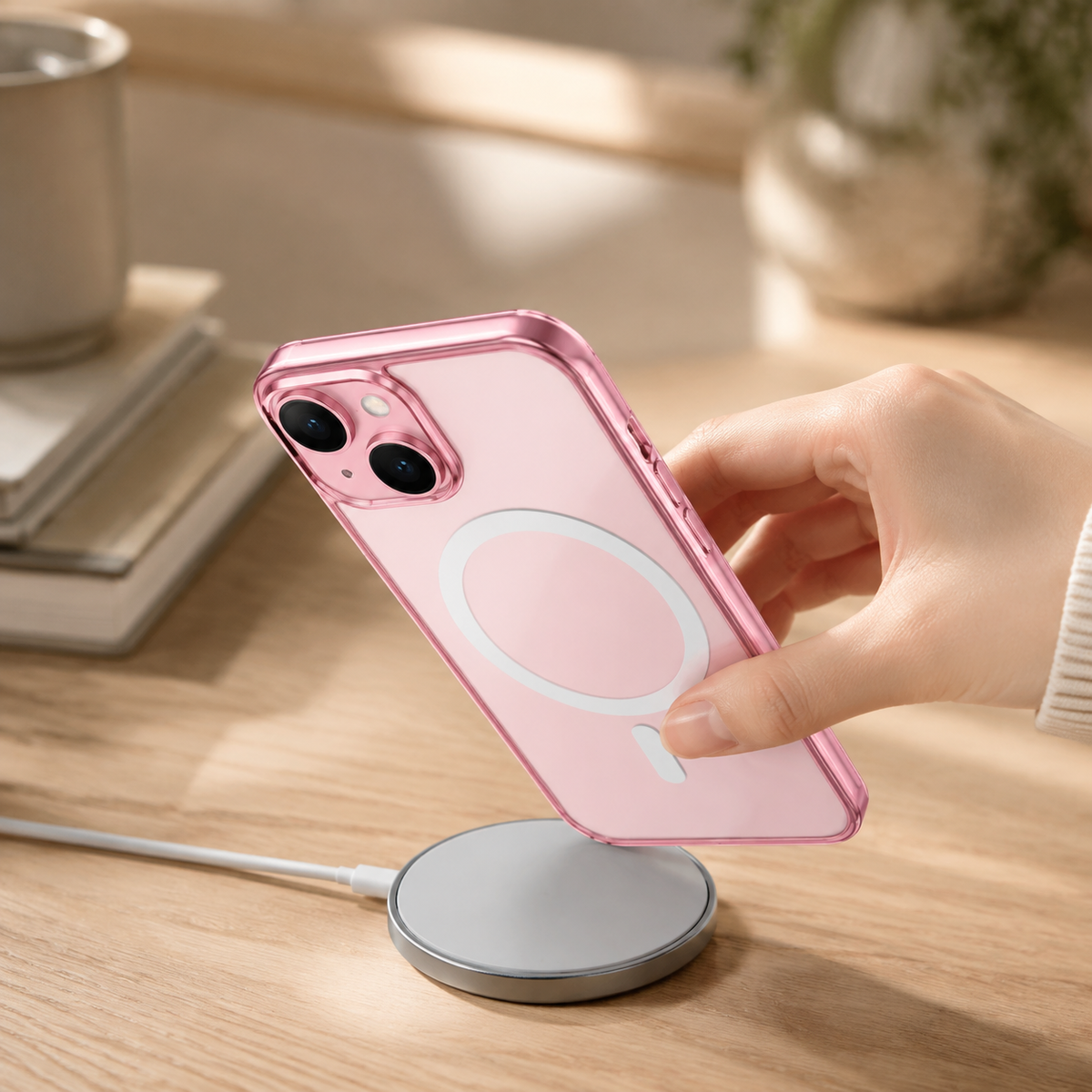 Premium iPhone Case MagSafe Clear TPU Magnetic Shockproof Protective Cover Camera Lens Protection Plated Edge Anti Fingerprint Anti Scratch Non Slip Slim