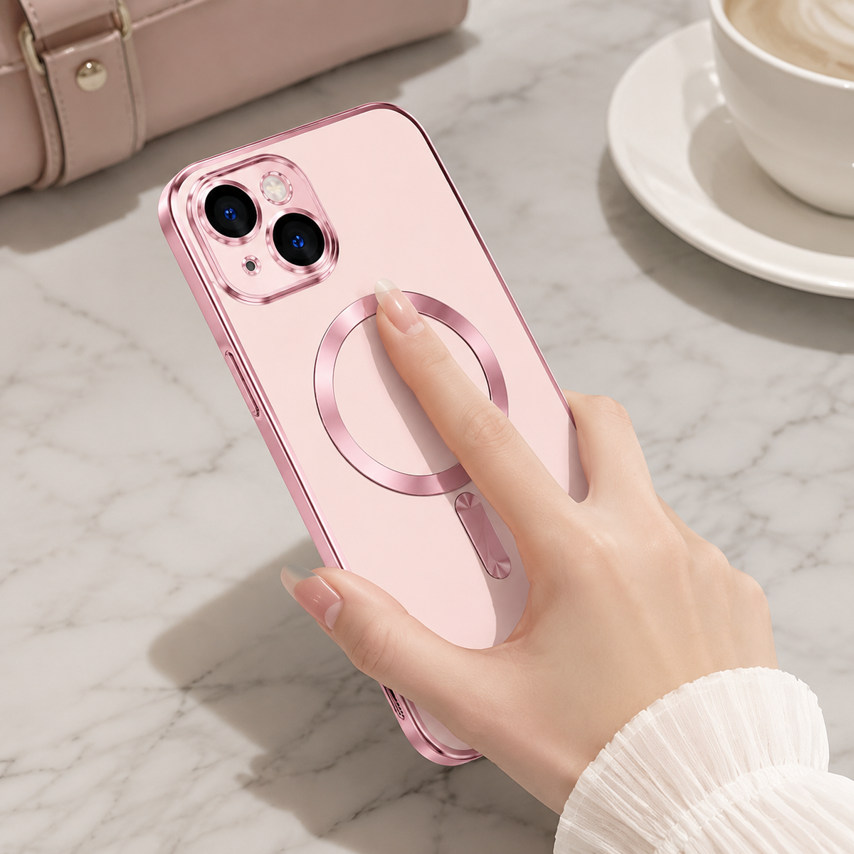 Premium iPhone Case MagSafe Clear TPU Magnetic Shockproof Protective Cover Camera Lens Protection Plated Edge Anti Fingerprint Anti Scratch Non Slip Slim