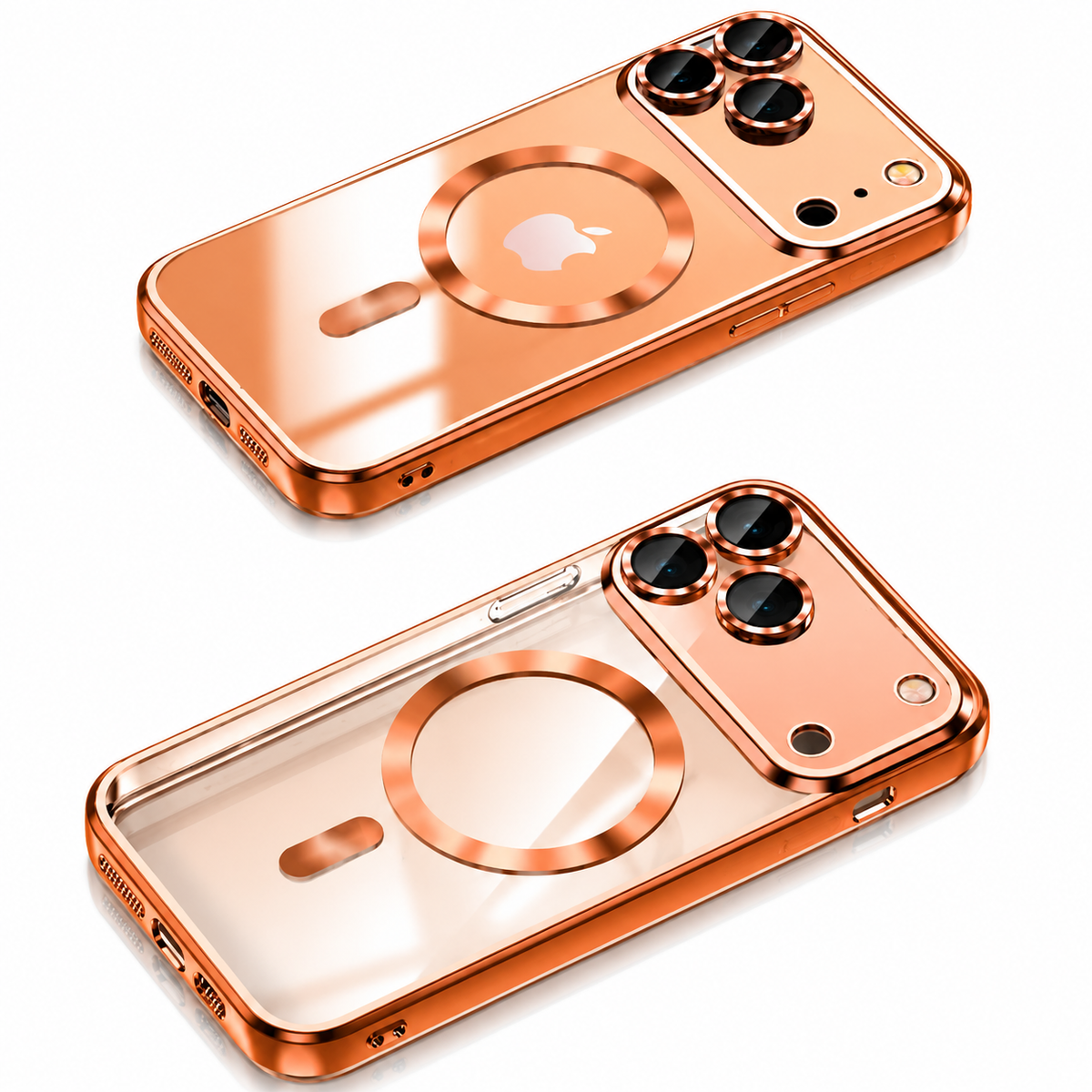 Premium iPhone Case MagSafe Clear TPU Magnetic Shockproof Protective Cover Camera Lens Protection Plated Edge Anti Fingerprint Anti Scratch Non Slip Slim