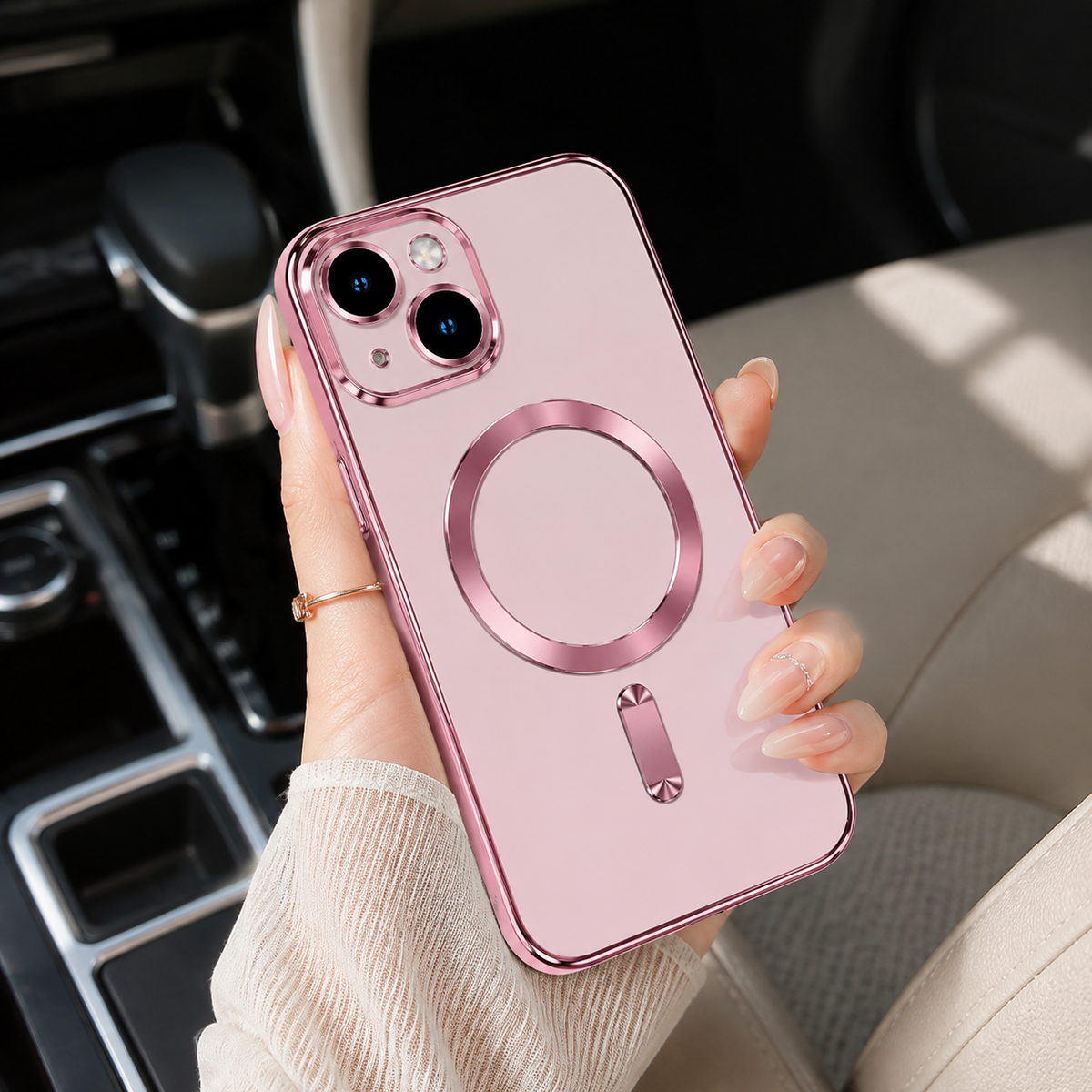 Premium iPhone Case MagSafe Clear TPU Magnetic Shockproof Protective Cover Camera Lens Protection Plated Edge Anti Fingerprint Anti Scratch Non Slip Slim